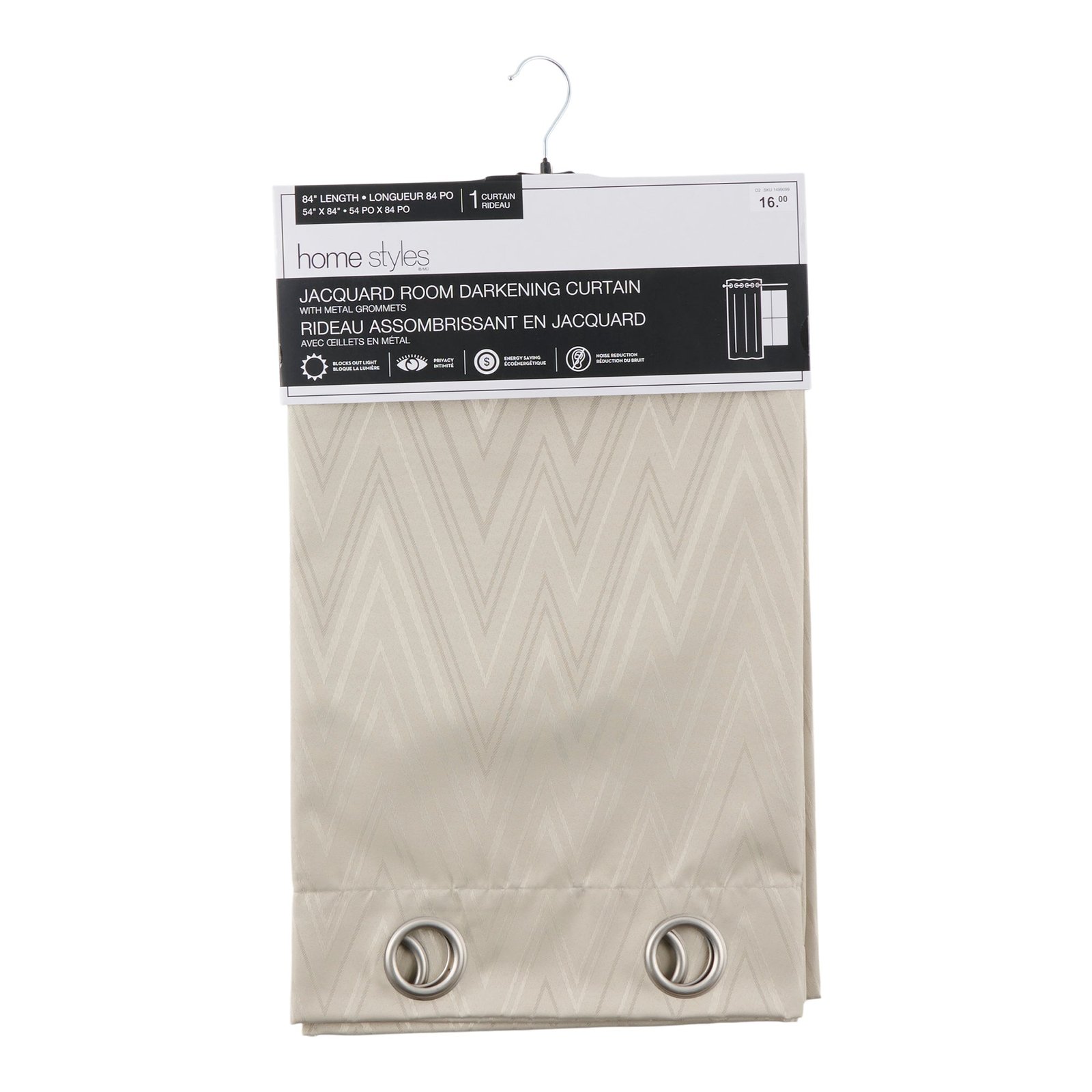 HomeStyles Jacquard Foam Back Blackout Curtain, 54-in x 84-in.