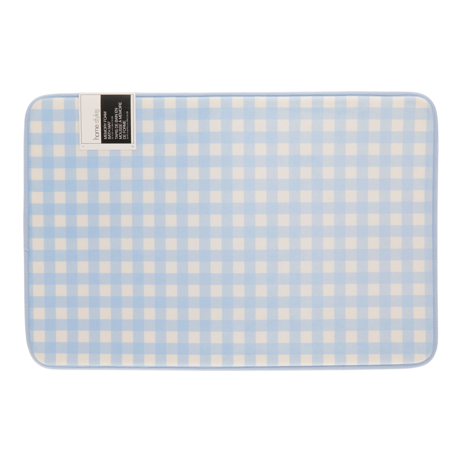 HomeStyles Gingham Memory Foam Bath Mat, 20-in x 30-in.