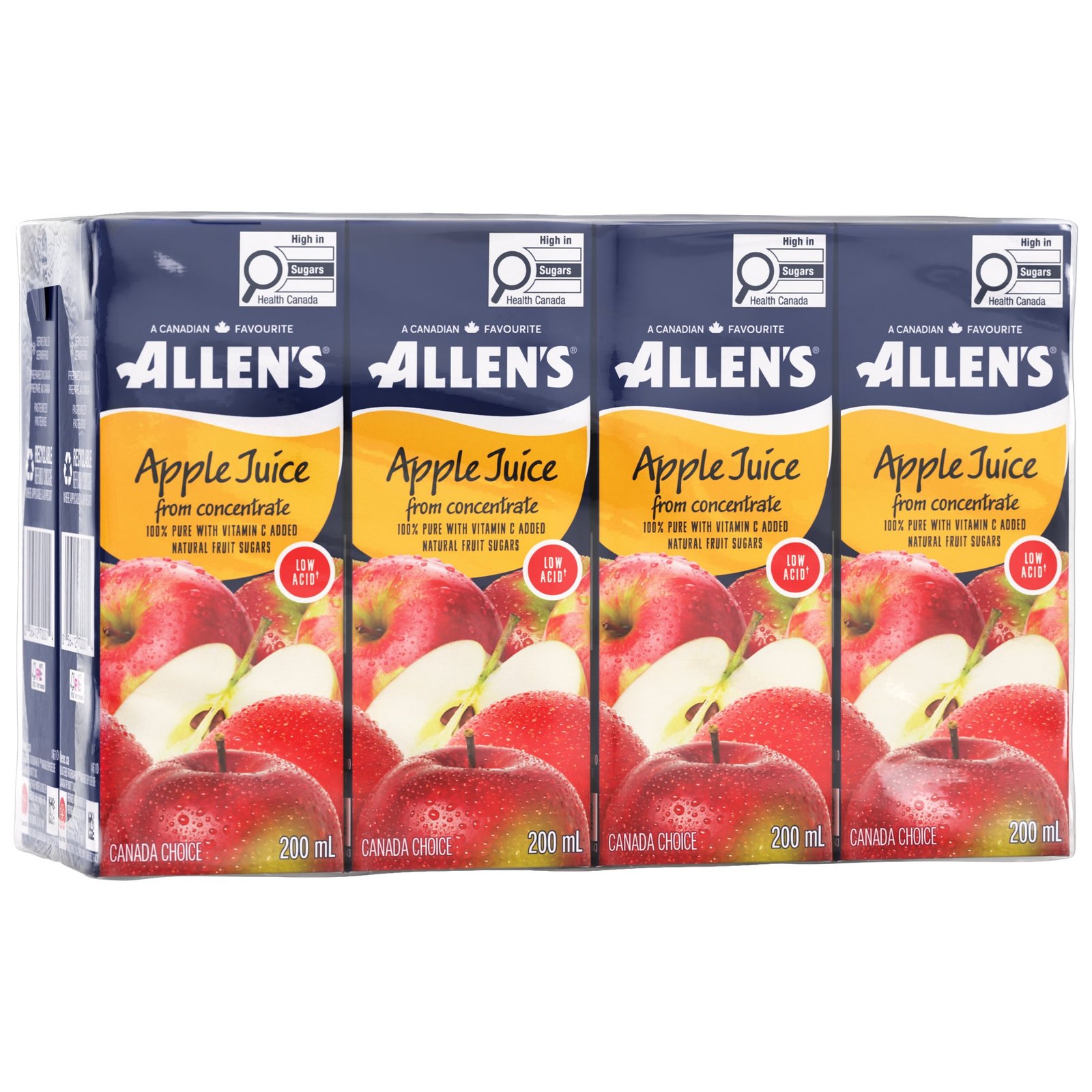 Allen's Pure Apple Juice Low Acid, 8-Pack, 200 ml