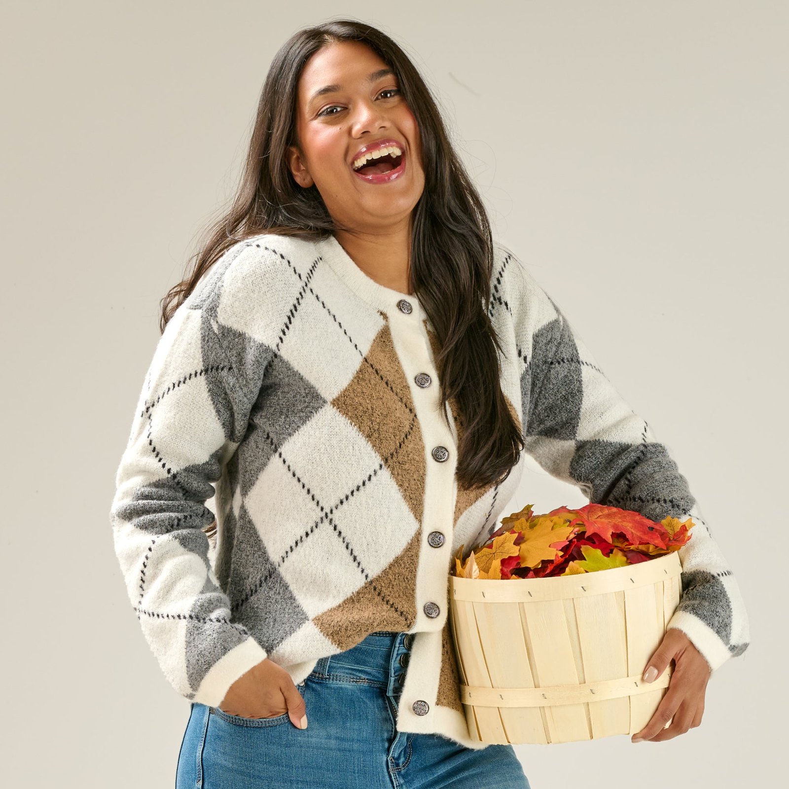 mySTYLE Women's Argyle Cardigan