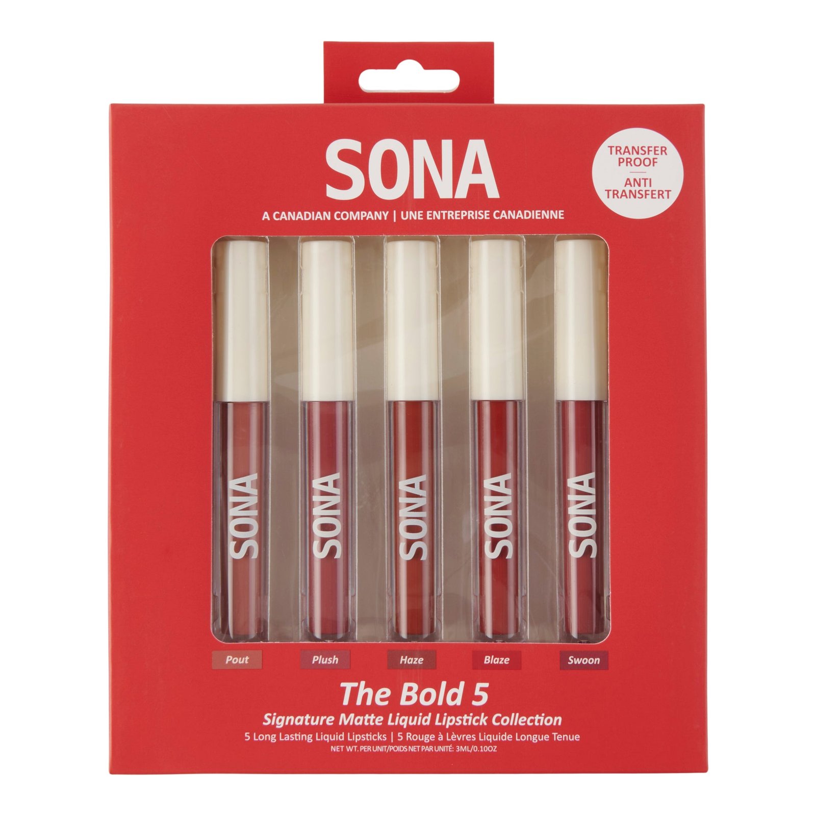 SONA Matte Liquid Lipsticks, 5-Pack