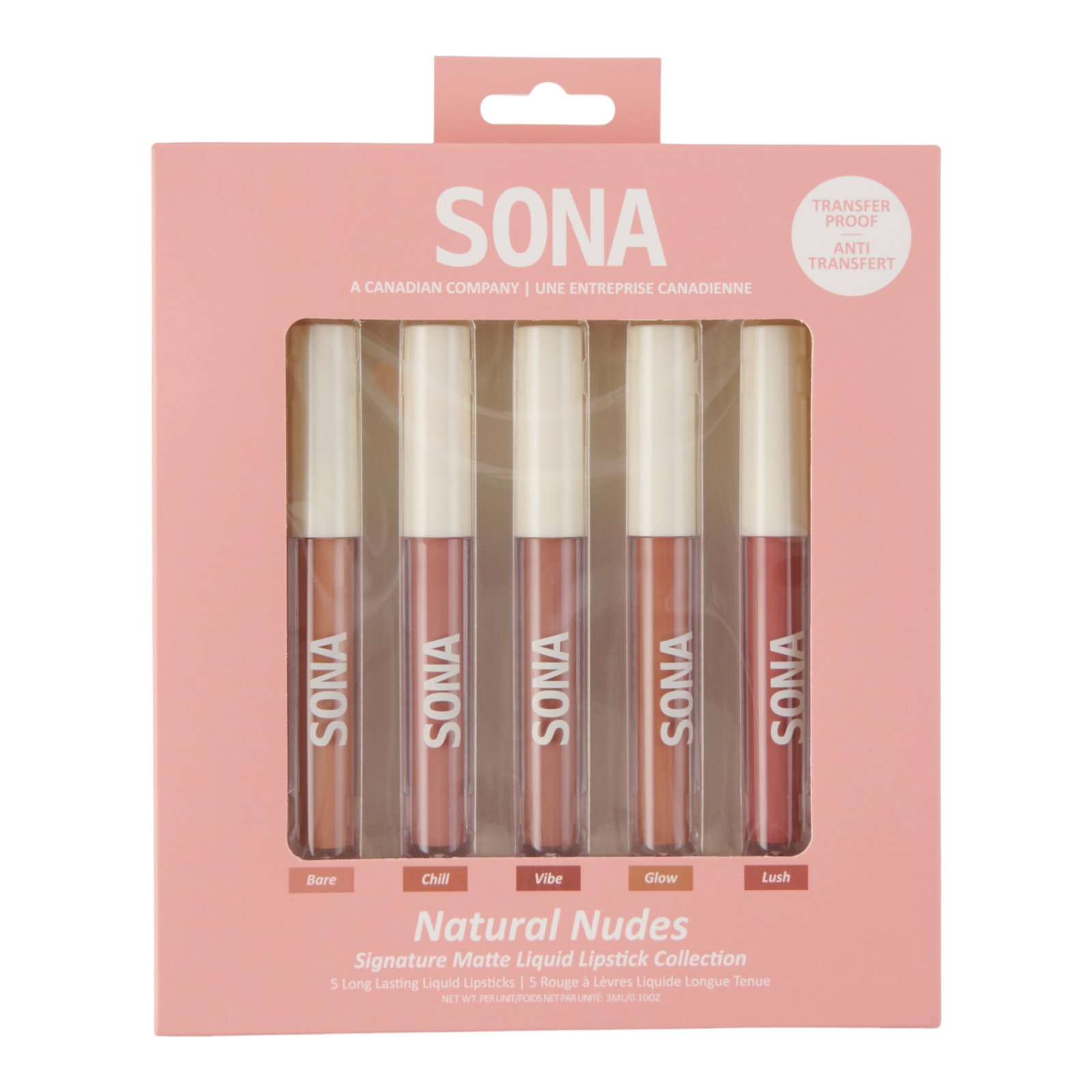SONA Matte Nude Liquid Lipsticks, 5-Pack