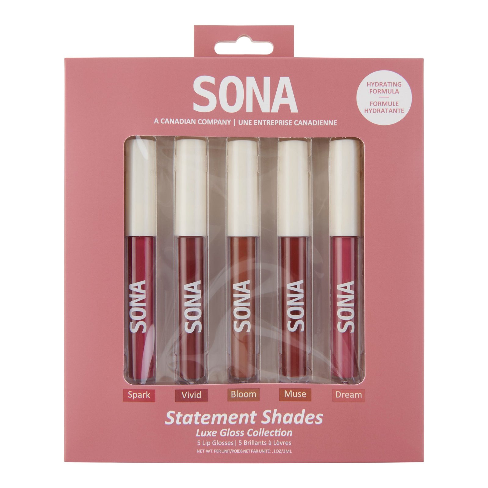 SONA Lux Lip Gloss Set, Statement Shade, 5-Pack
