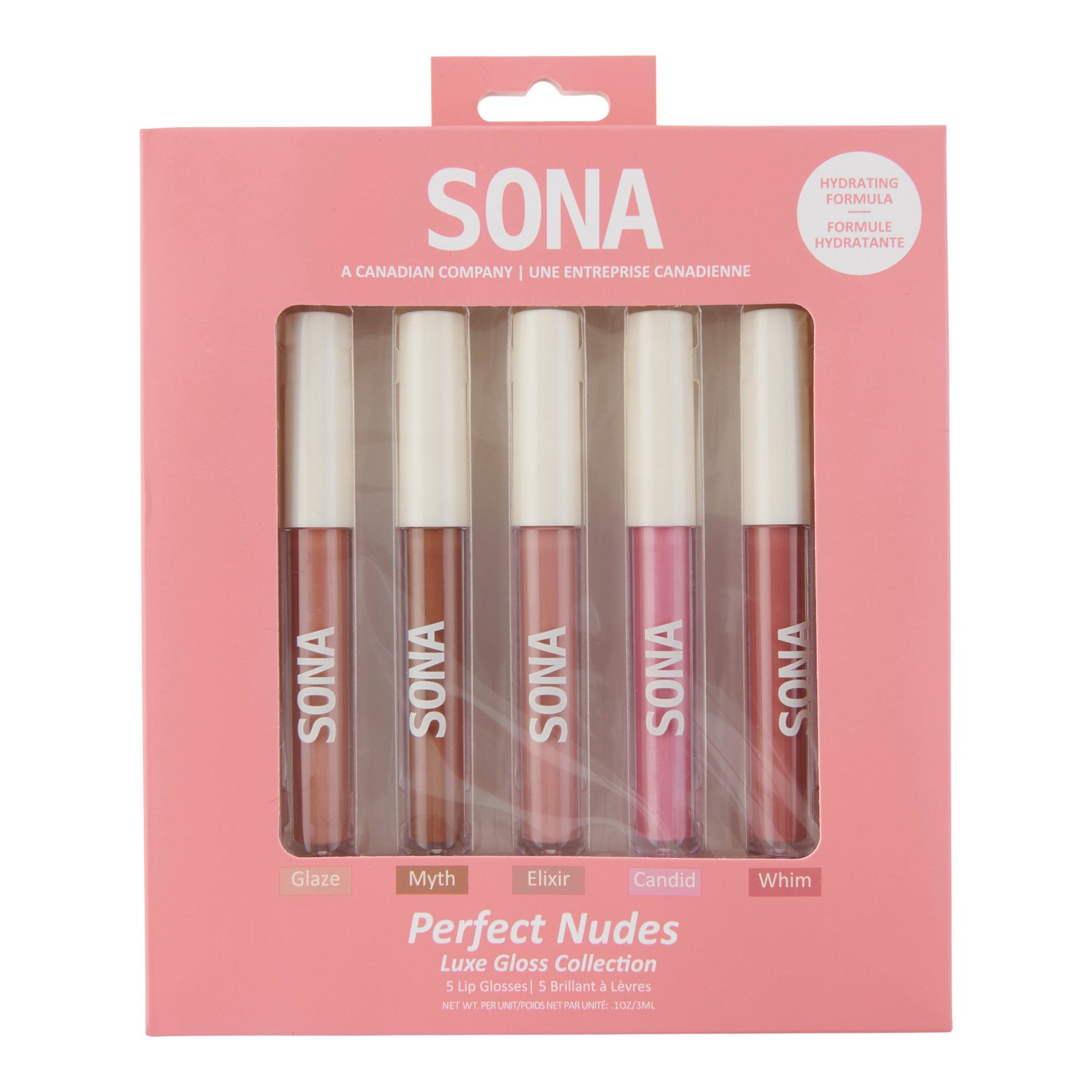 SONA Lux Lip Gloss Set, Perfect Nudes, 5-Pack