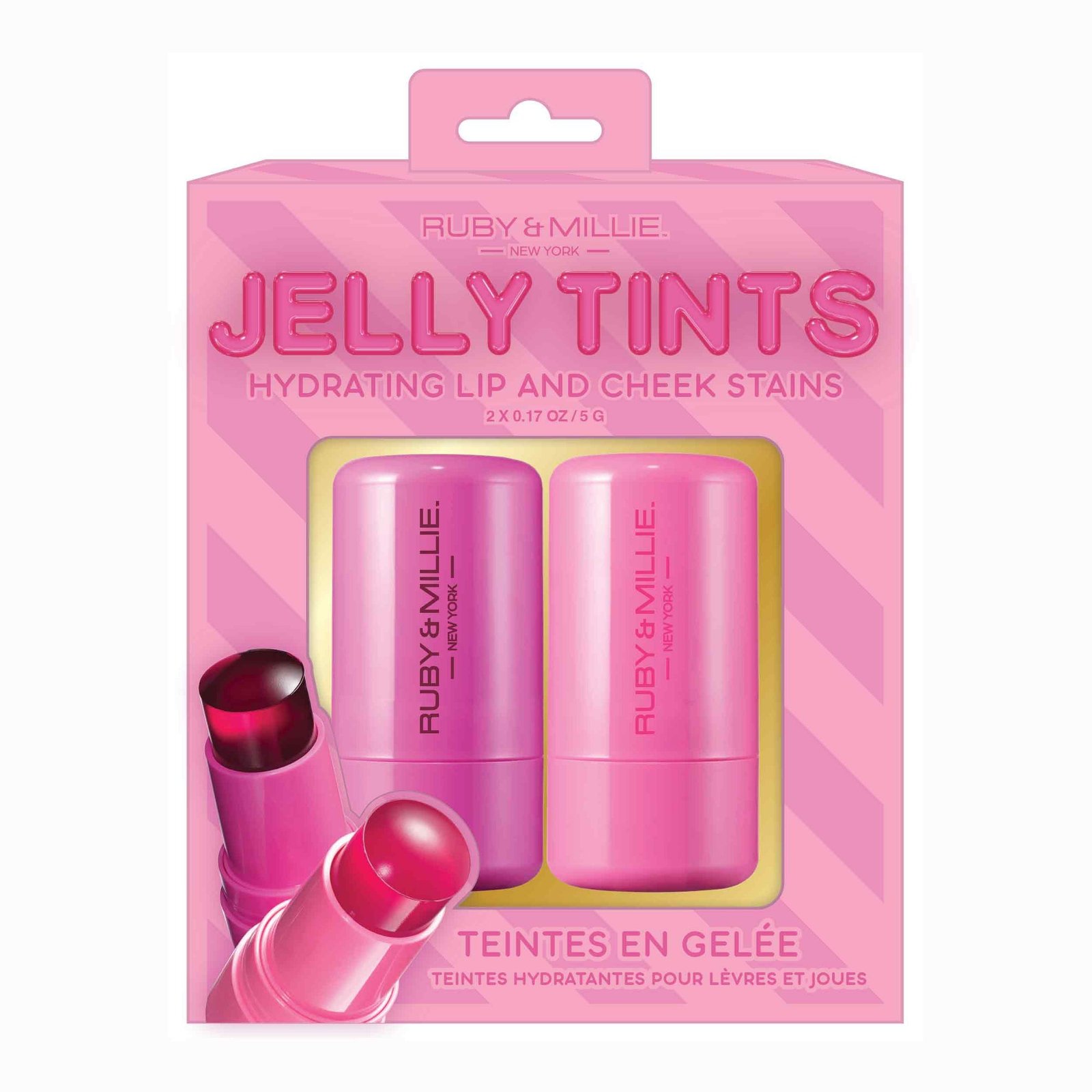 Ruby & Millie Jelly Tints Lip and Cheek Stains, Sprinkle Blast, 2-Pack