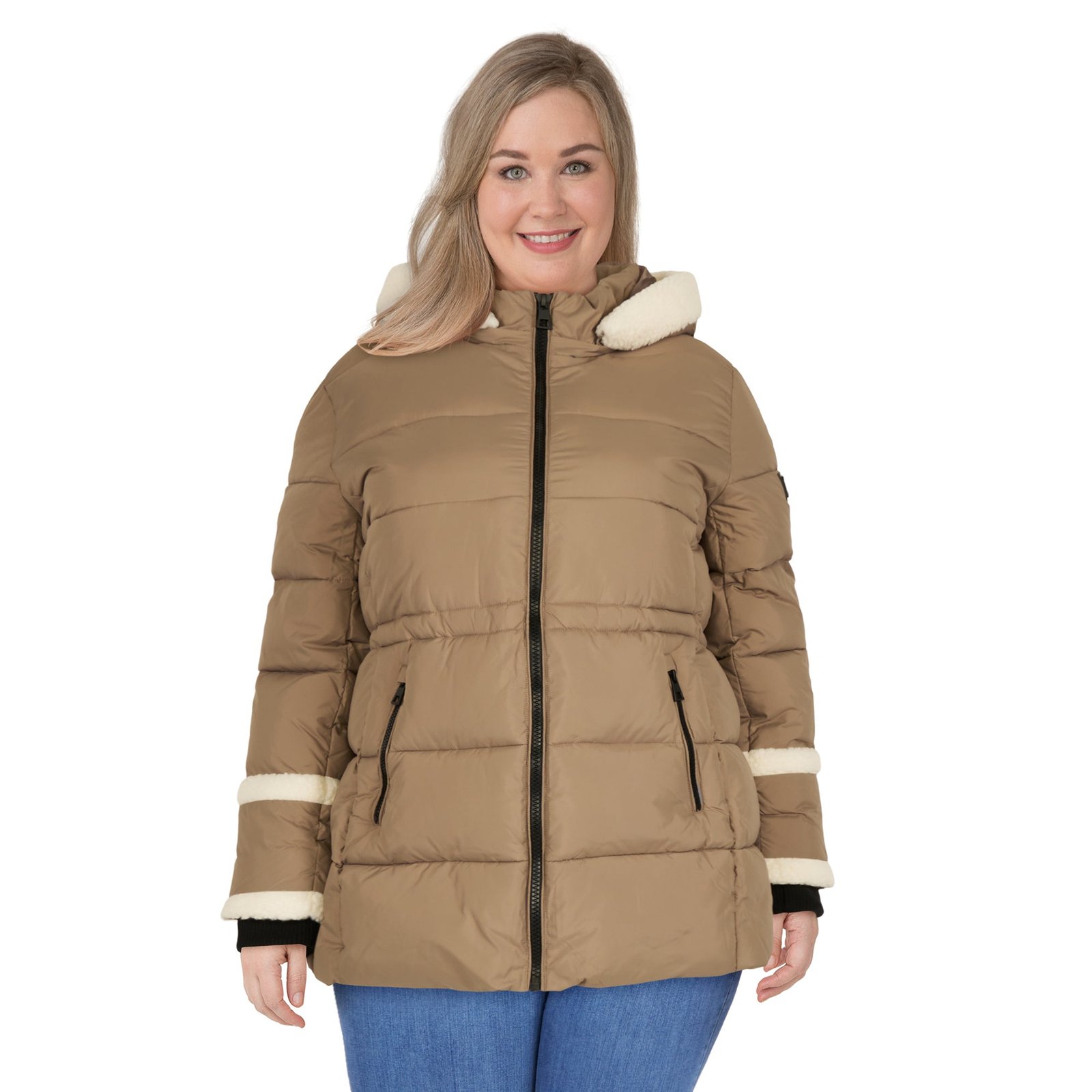 lily morgan Women's Plus Deluxe Puffer Jacket with Fur, -30°C