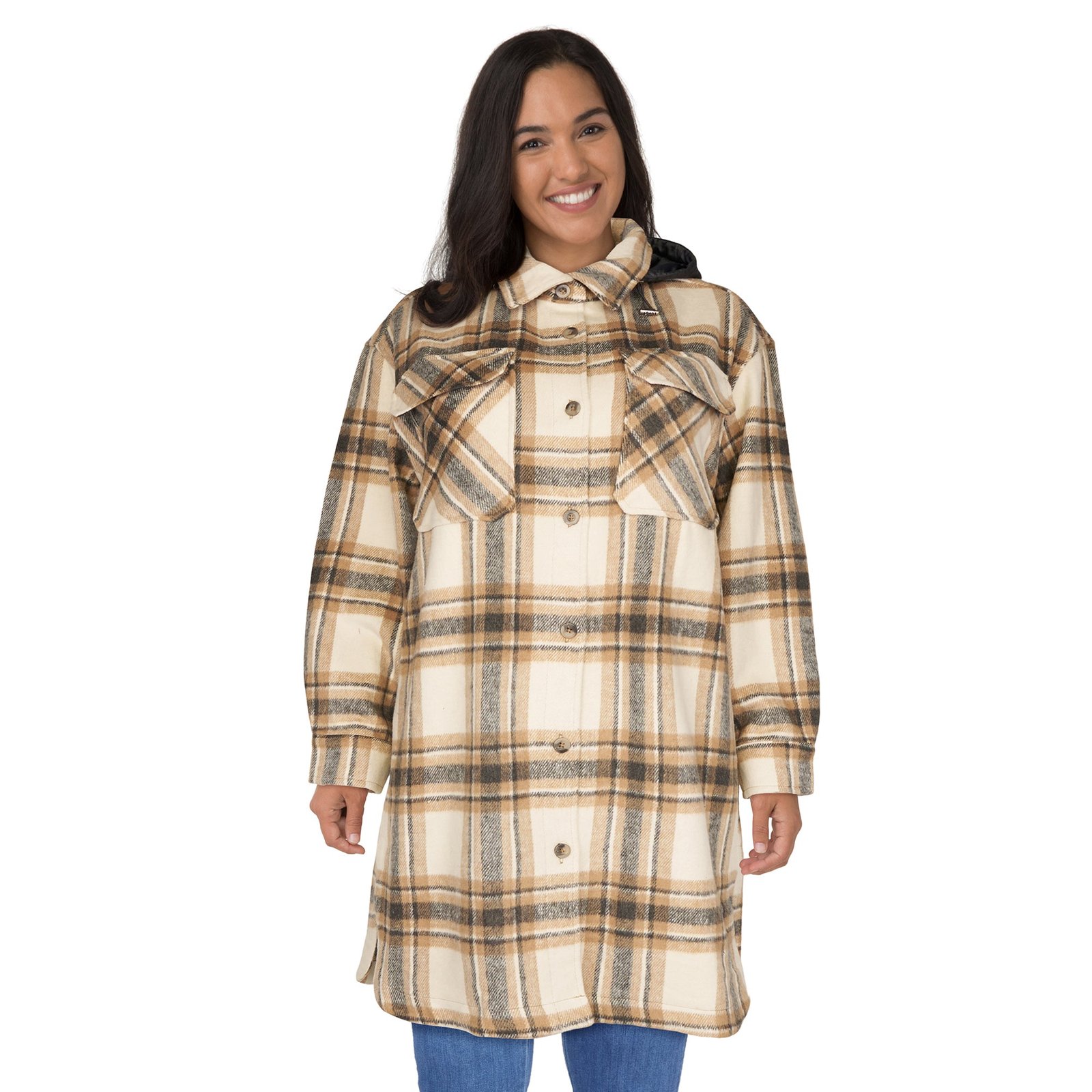 mySTYLE Women's Plus Long Hooded Shacket