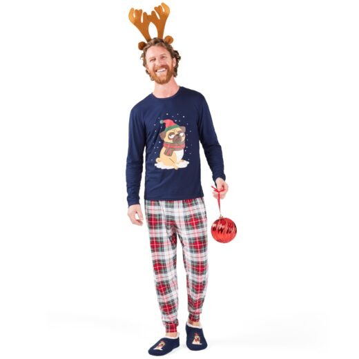 Mountain Ridge Men's Crew Neck Family PJ Set, 2-Piece