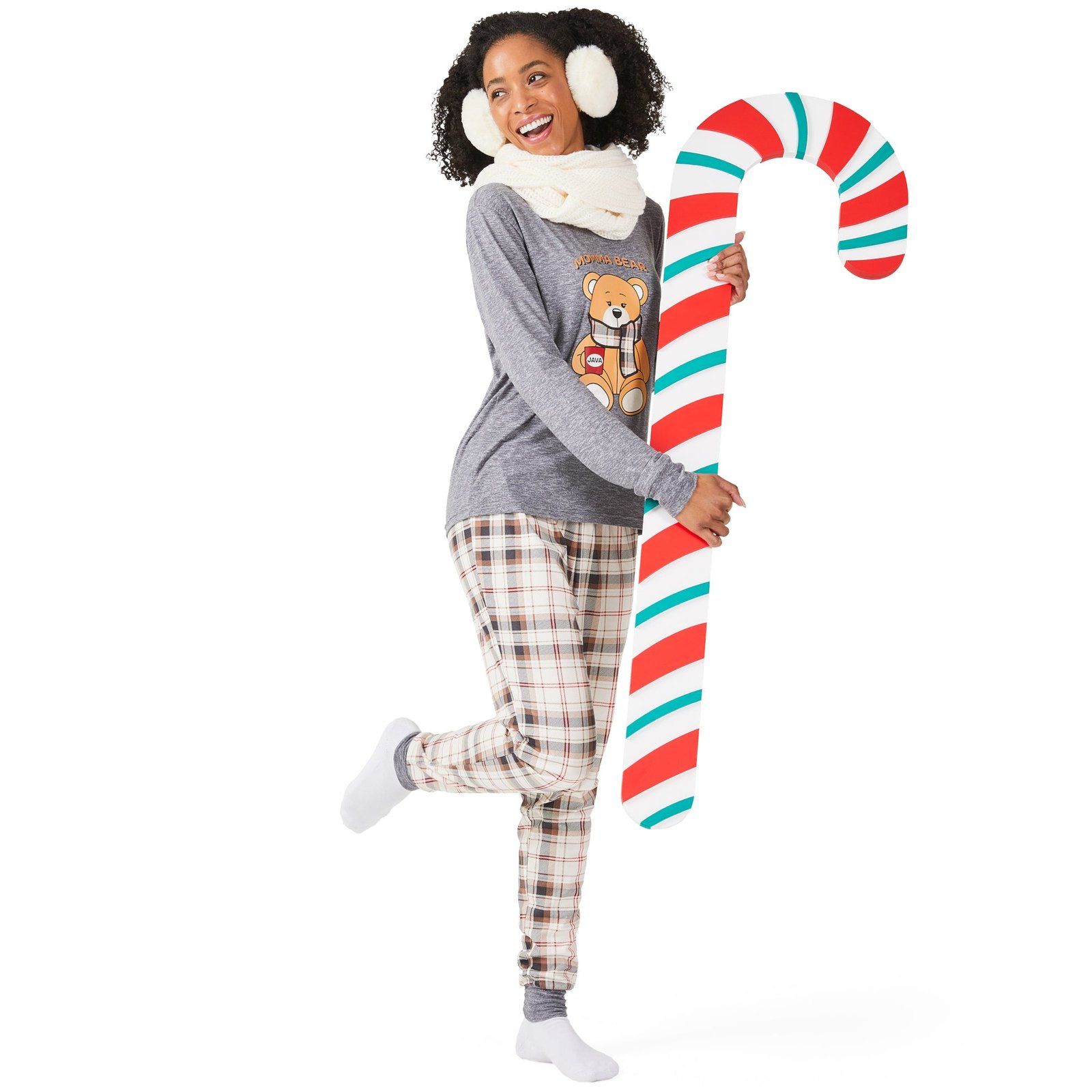 Carisma Women's Long Sleeve Teddy Bear Family PJ Set, 2-Piece