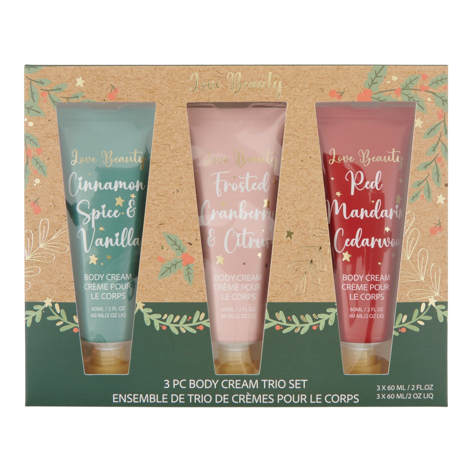 Love Beauty Holiday Body Cream Trio Set, 3-Pack