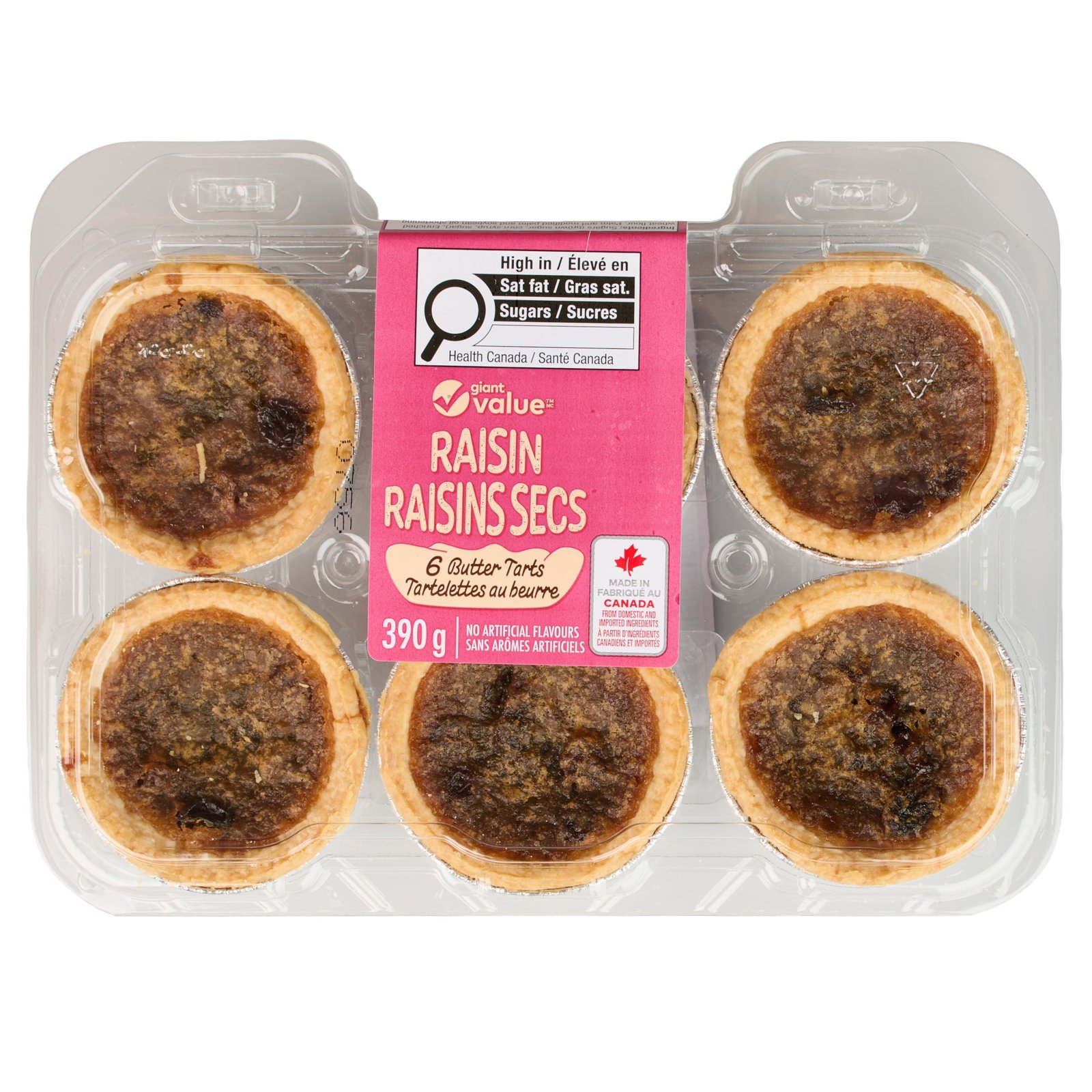 Giant Value Raisin Butter Tarts, 6-Pack