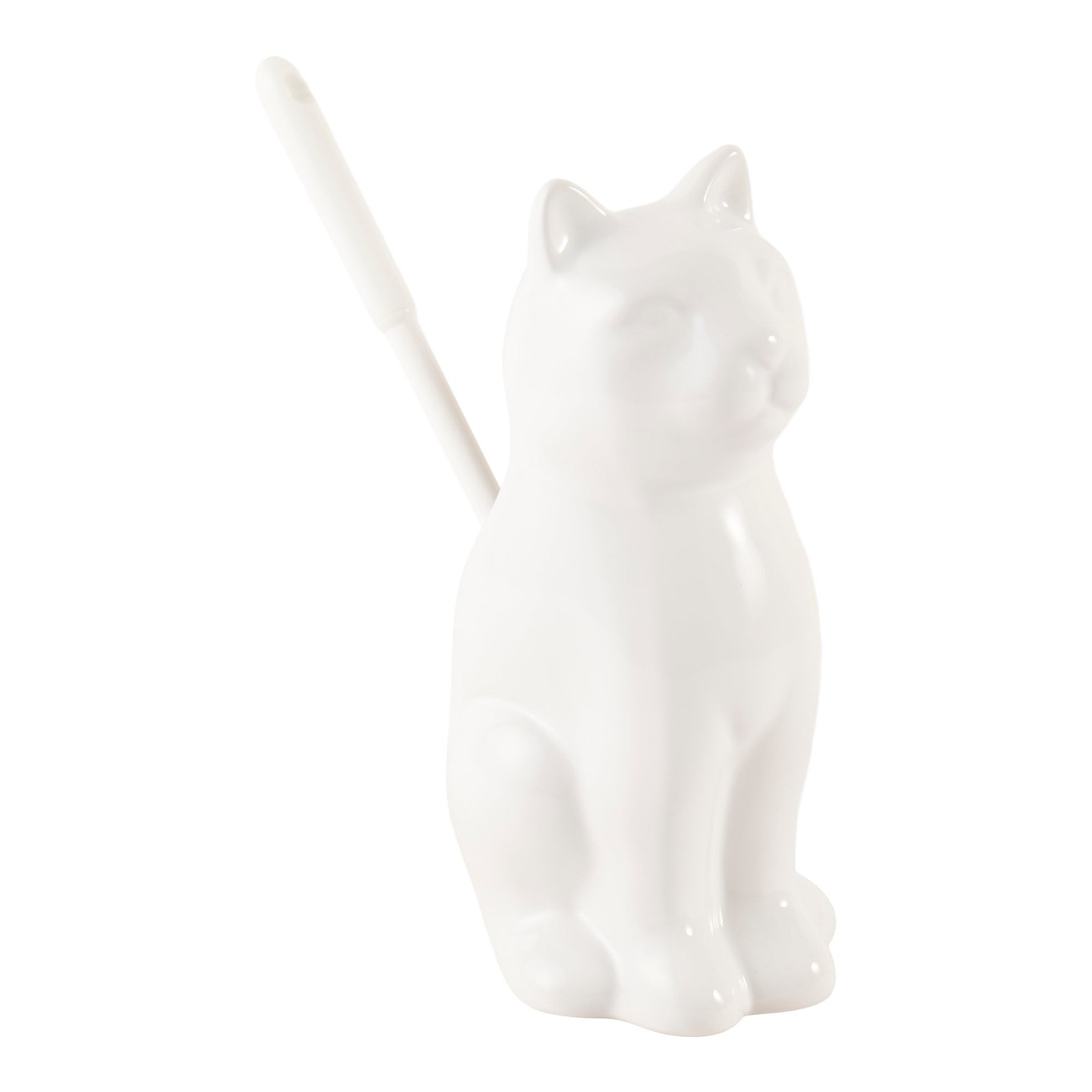 HomeStyles Ceramic Cat/Dog Toilet Bowl Brush, White