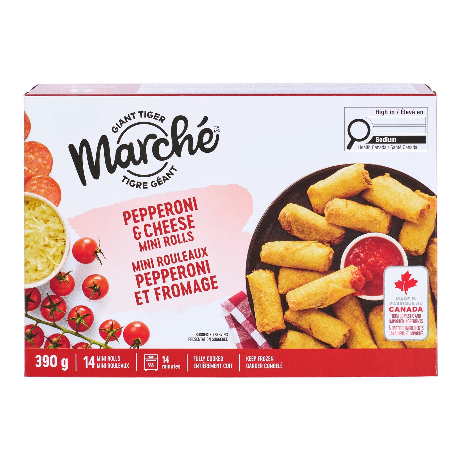 Giant Tiger Marché Pepperoni & Cheese Mini Rolls, 14-Pack, 390 g