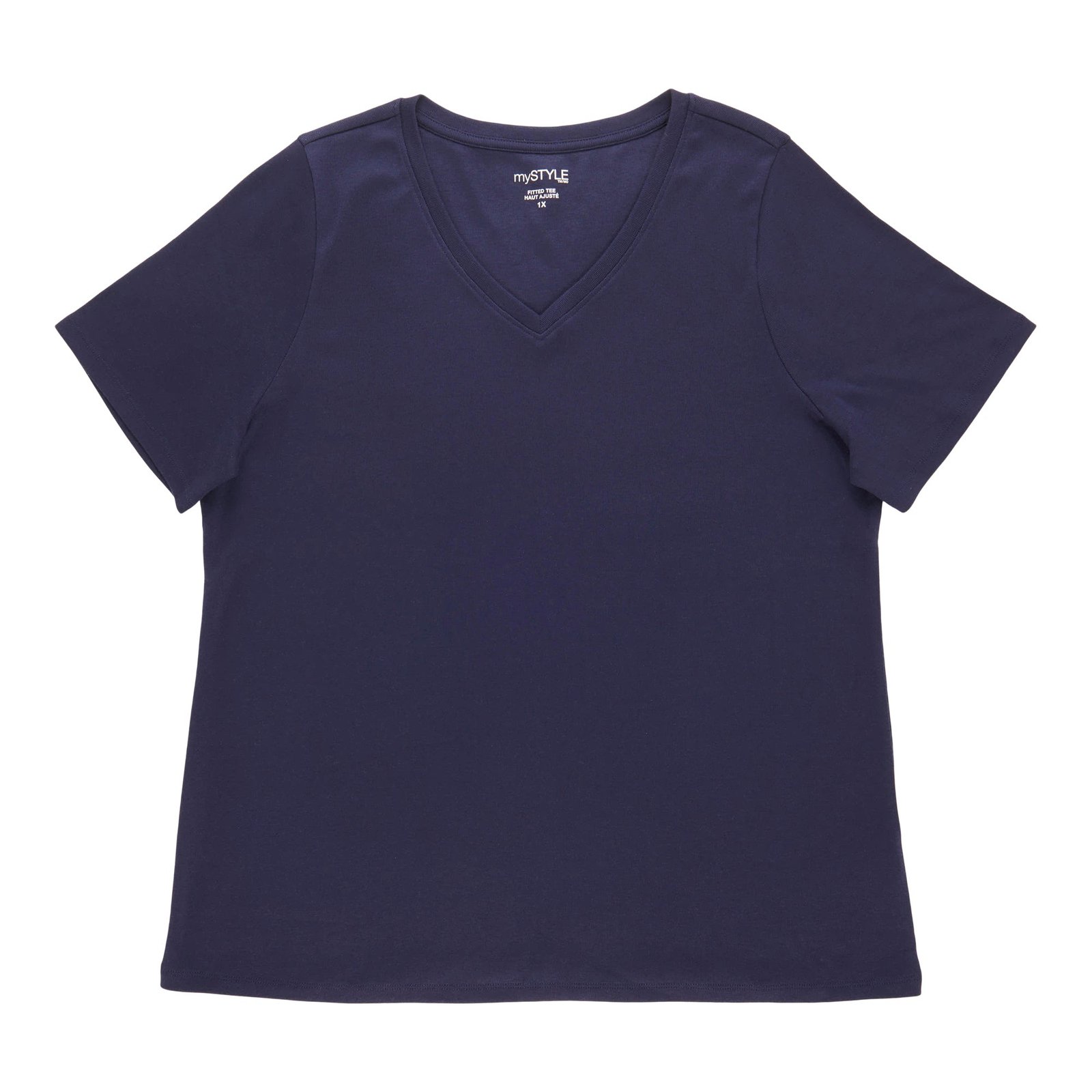 mySTYLE Women's Plus Fitted V-Neck Tee