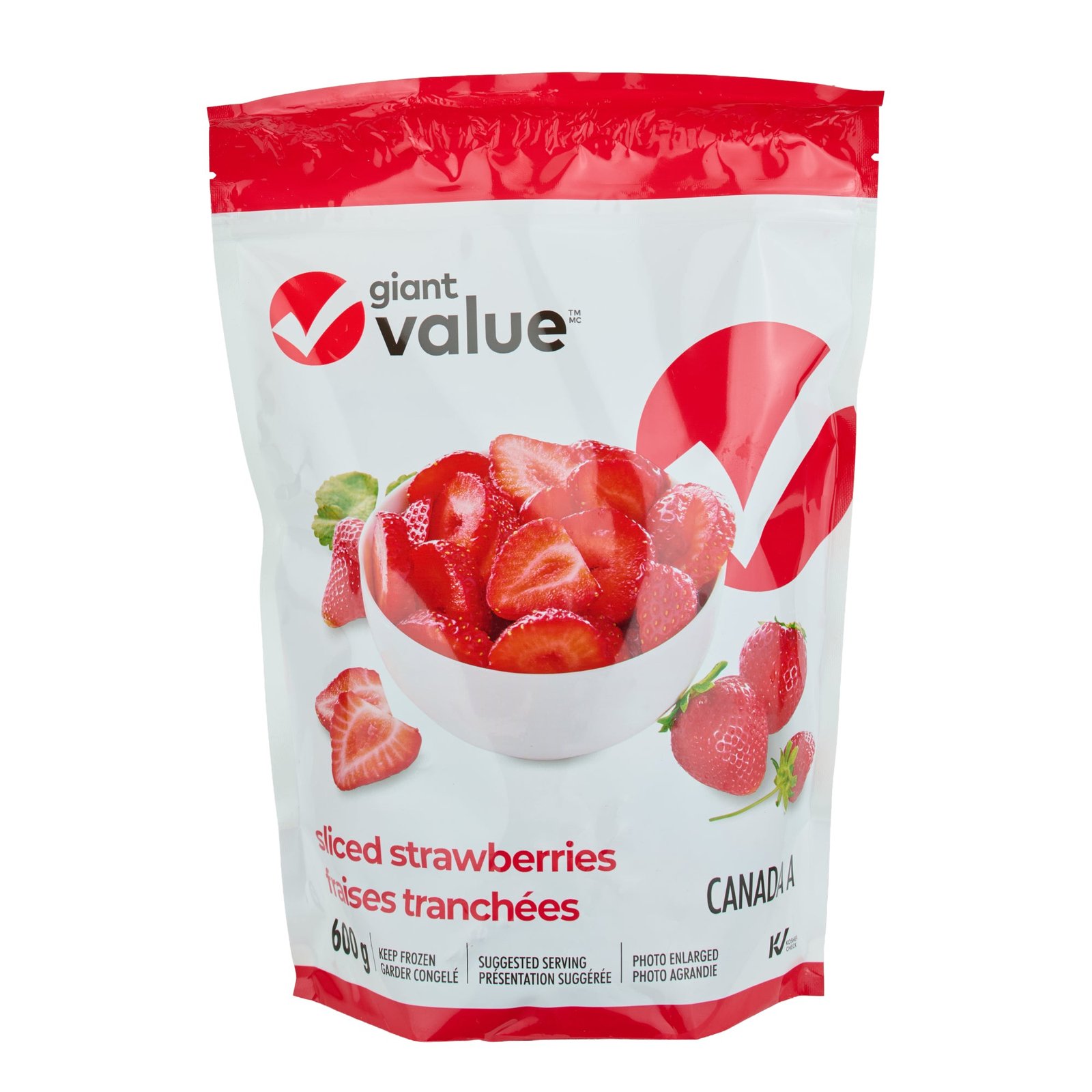Giant Value Frozen Strawberry Sliced, 600 g