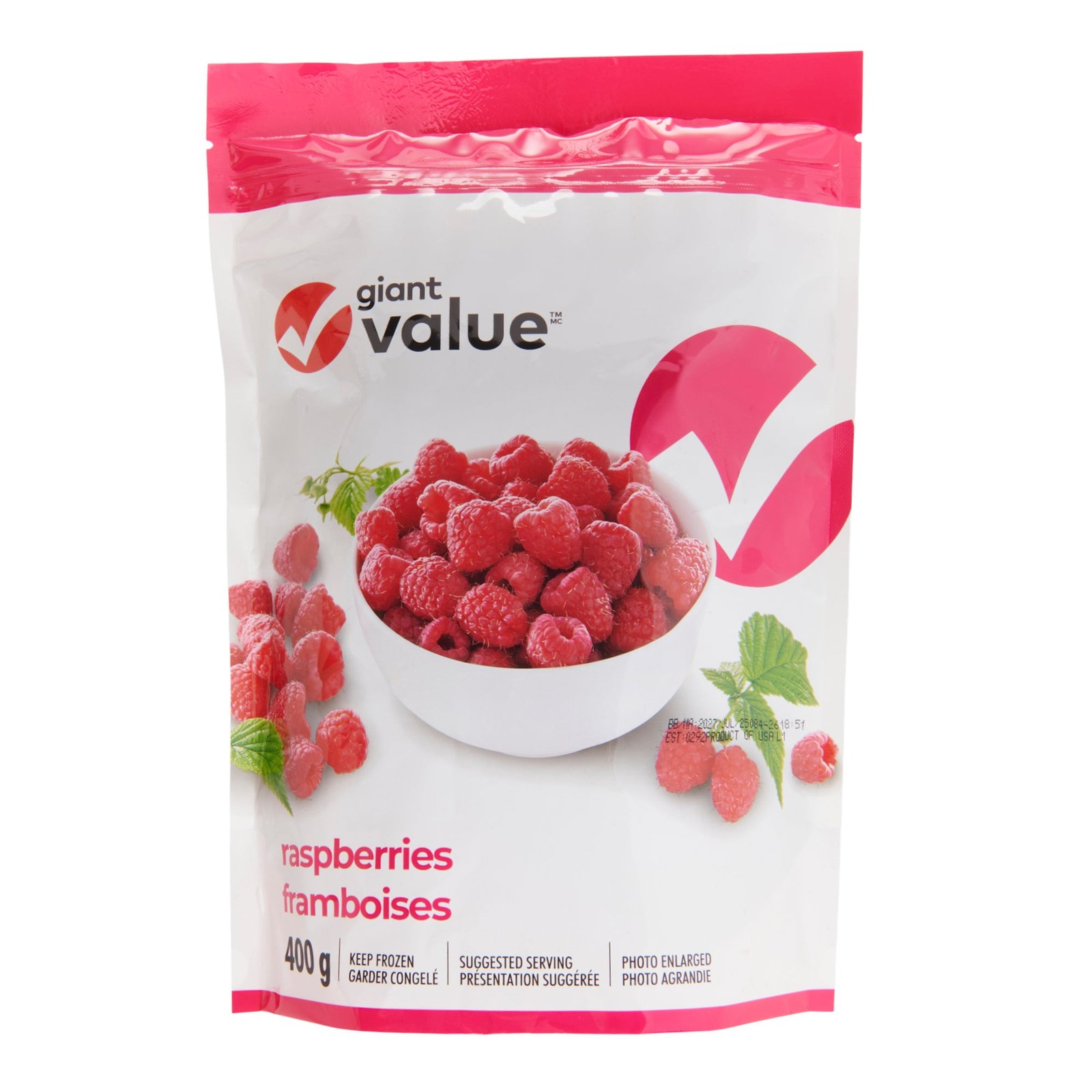 Giant Value Frozen Raspberries, 400 g