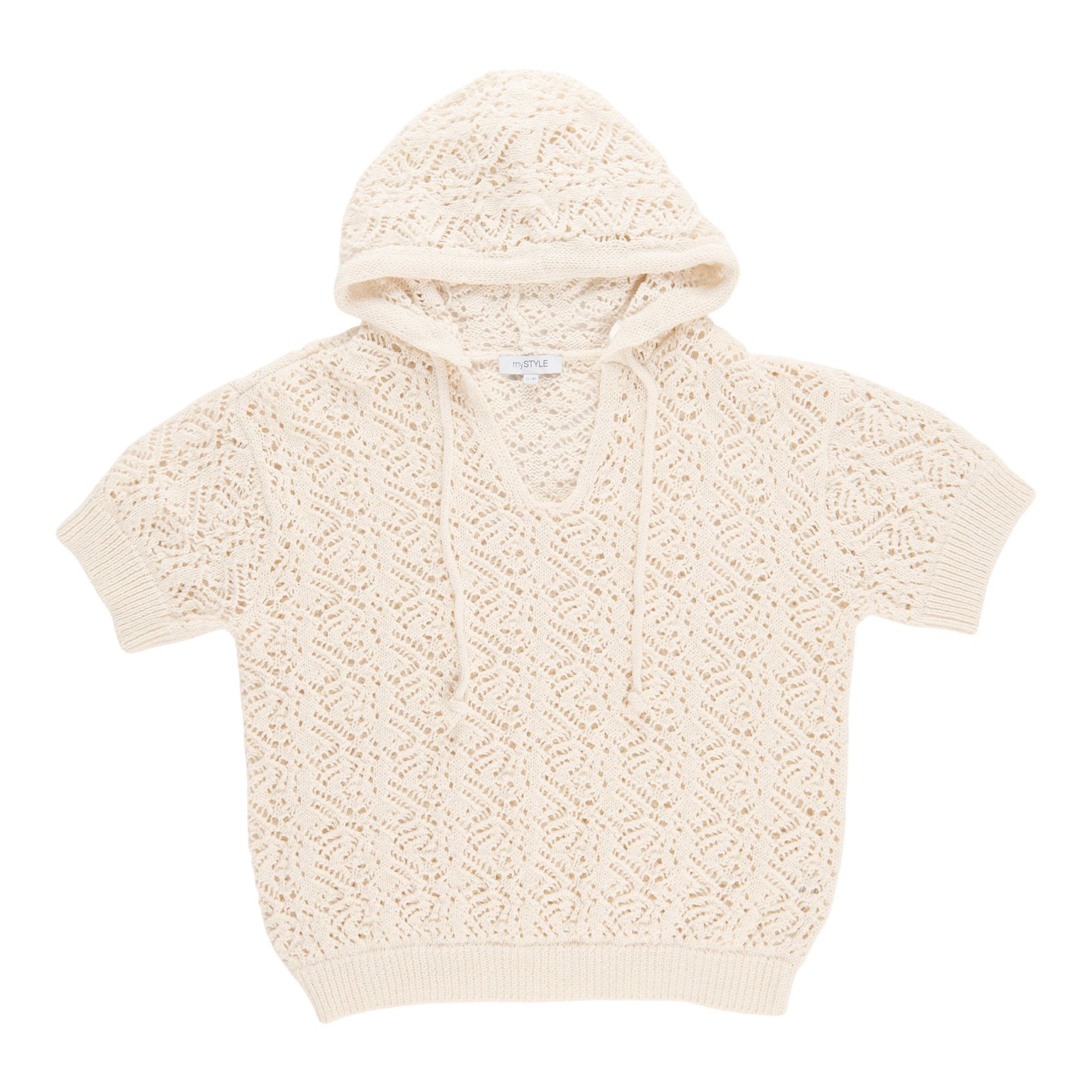 mySTYLE Women's Short Sleeve Crochet Hoodie