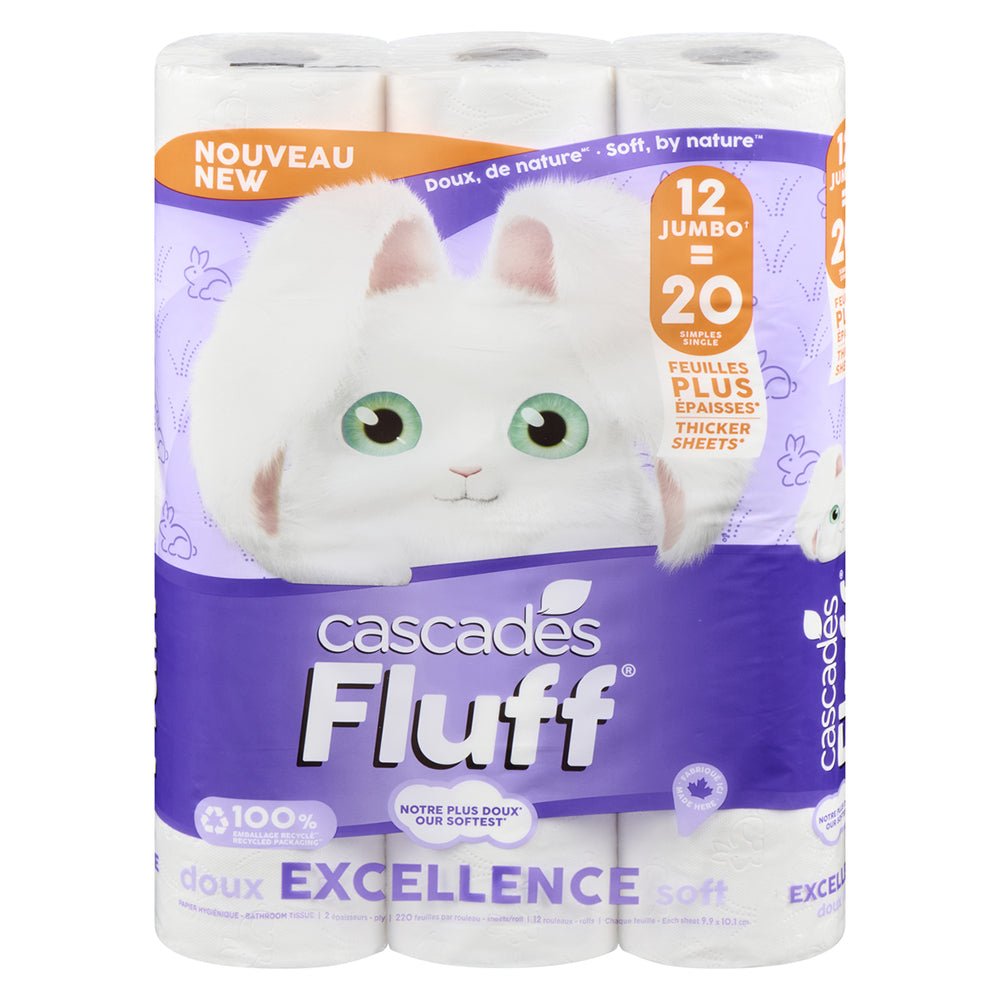 Cascades Fluff Bathroom Tissue Excellence Soft 2 Ply, 12-Pack