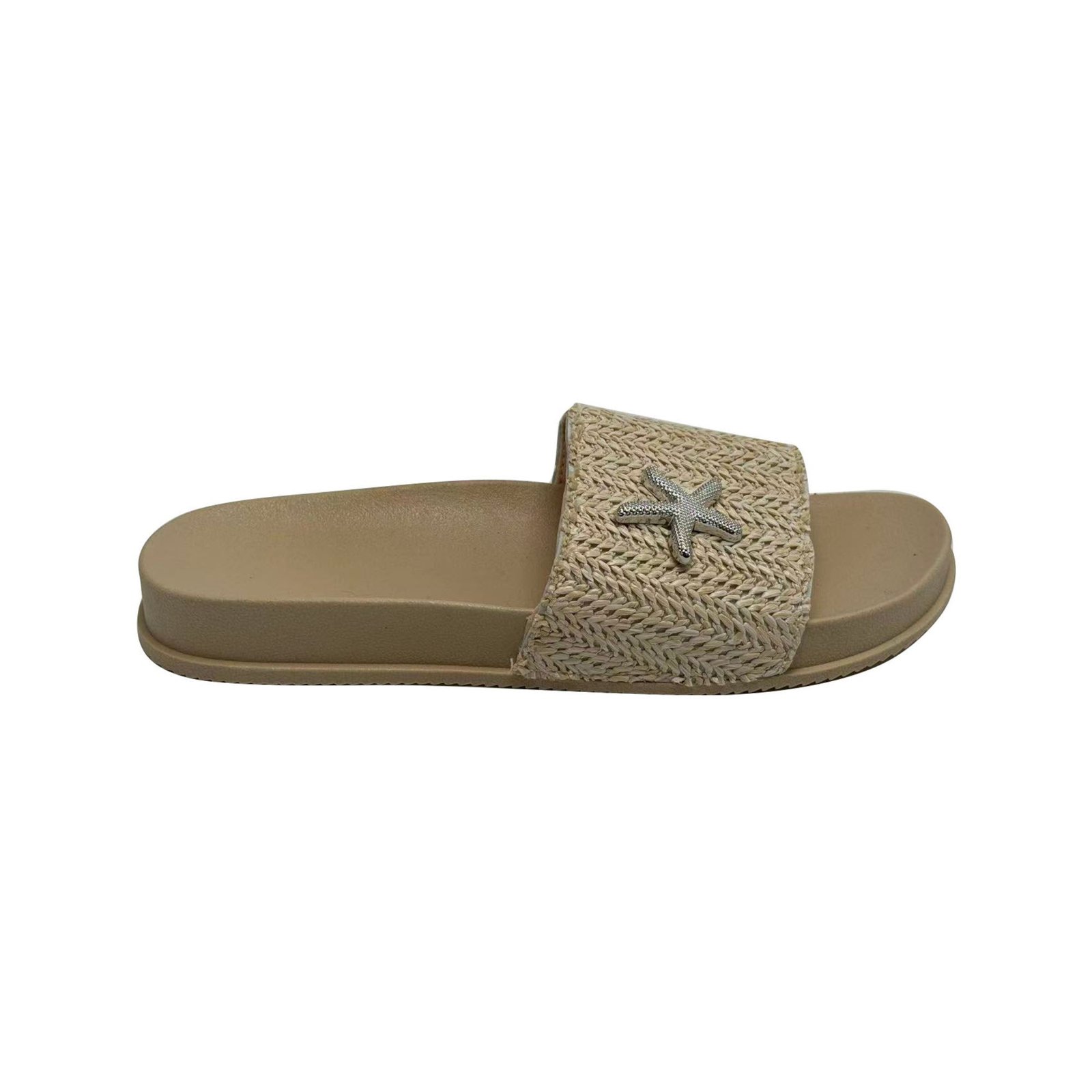 mySTYLE Women's Raffia Jewel Slides