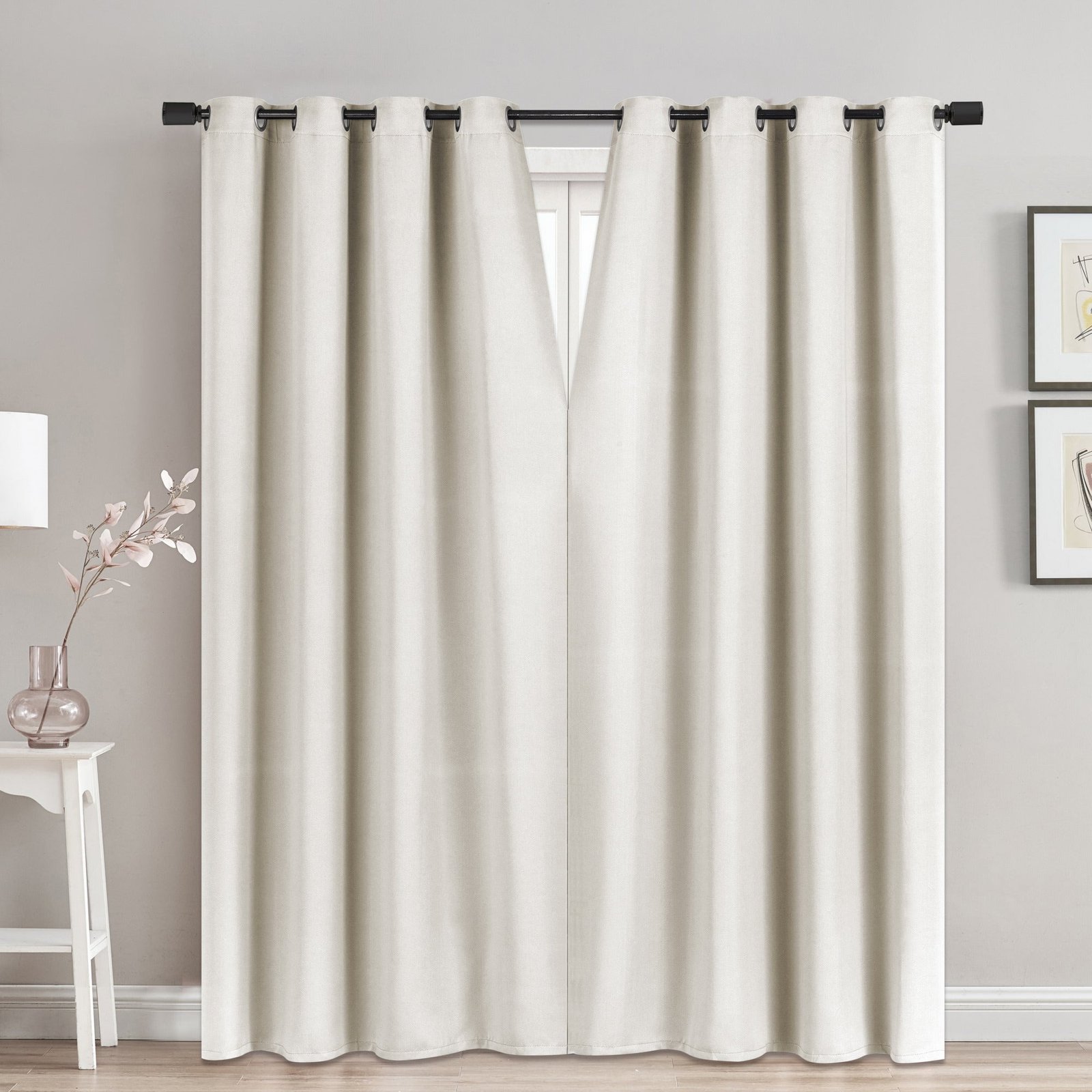 Faux Linen Blackout Curtain with Magnetic Closures, 52-in x 84-in.