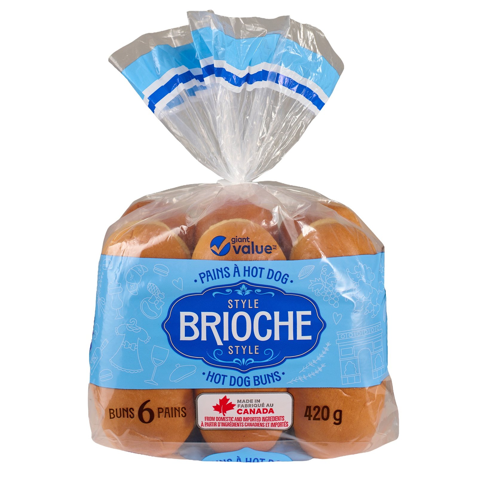 Giant Value Brioche Hot Dog Buns, 6-Pack