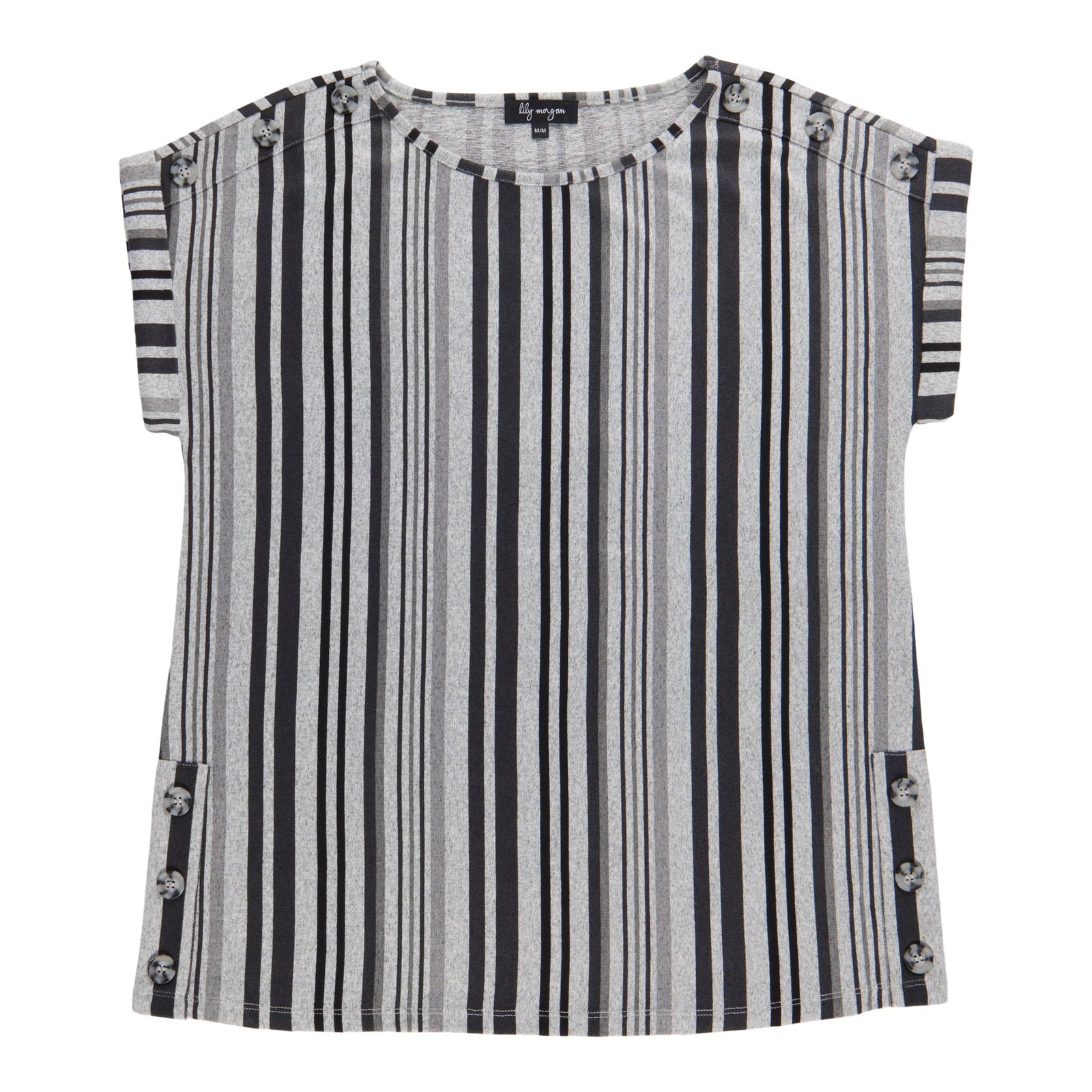 lily morgan Women's Printed Top with Side Button Details