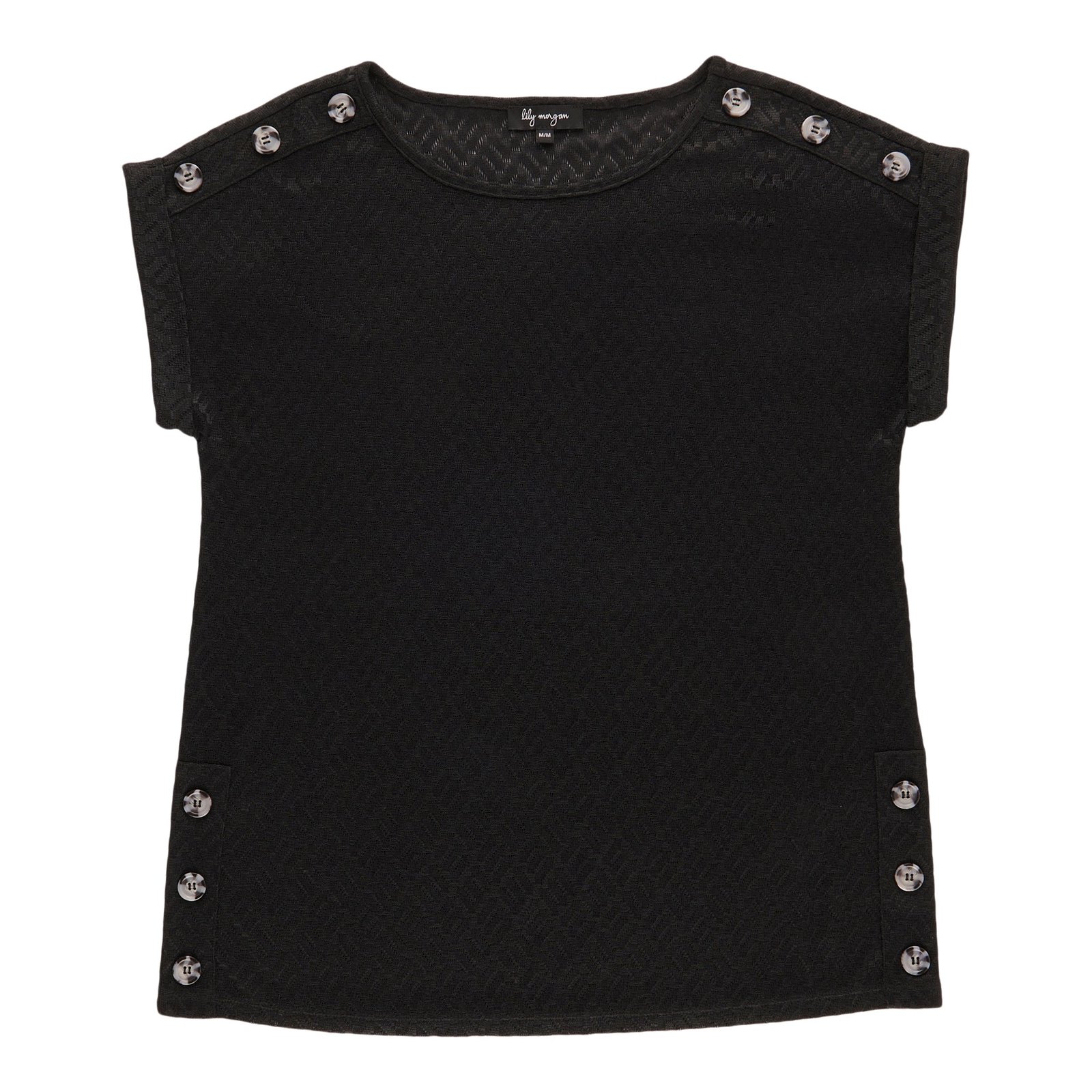 lily morgan Women's Solid Top with Side Button Details