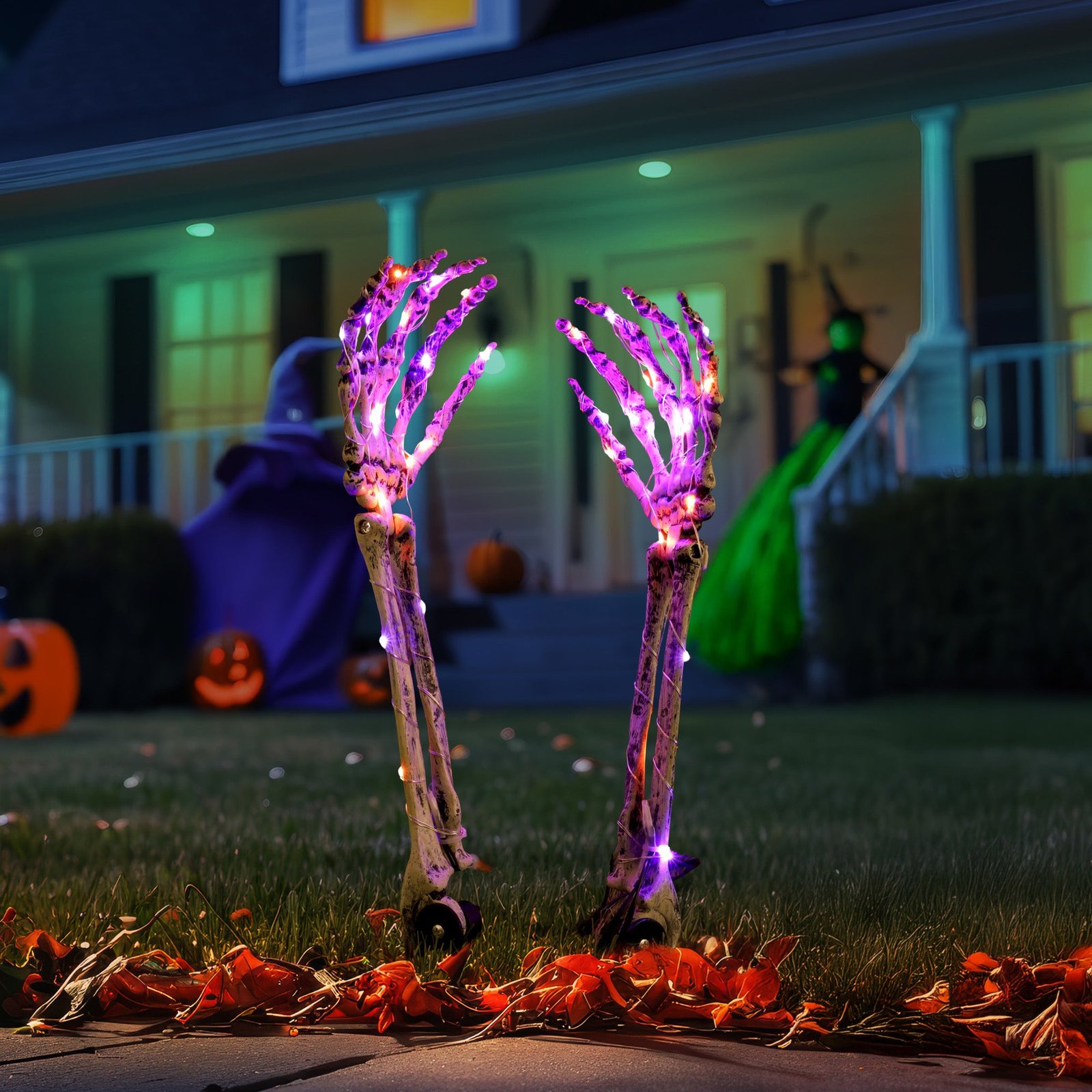 Light-Up Skeleton Hands, 15-in x 8.3-in x 2.4-in, 2 Piece