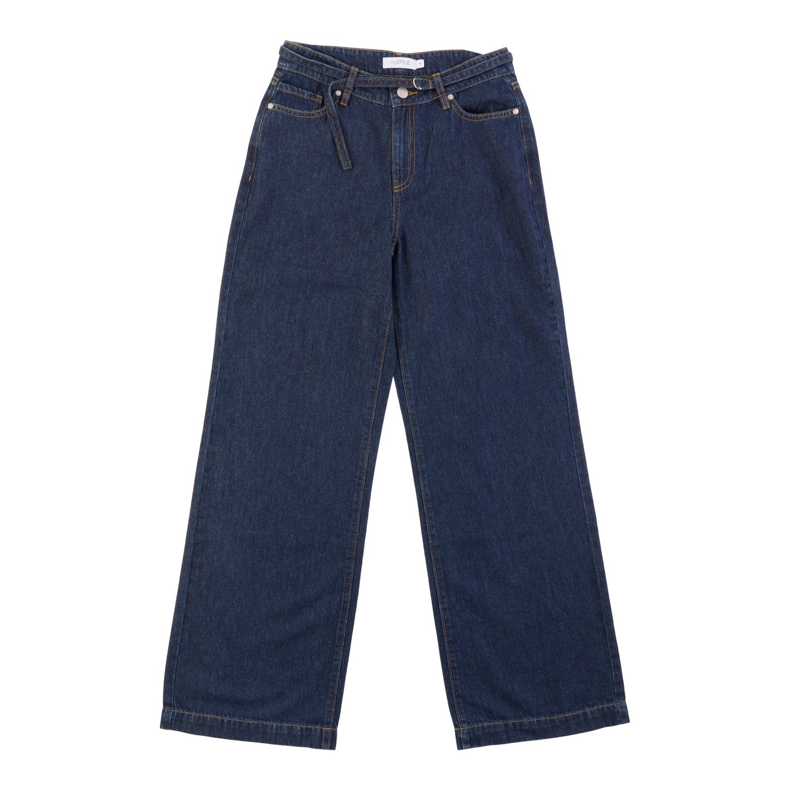 mySTYLE Women's Oxford Wide Belted Denim Pants