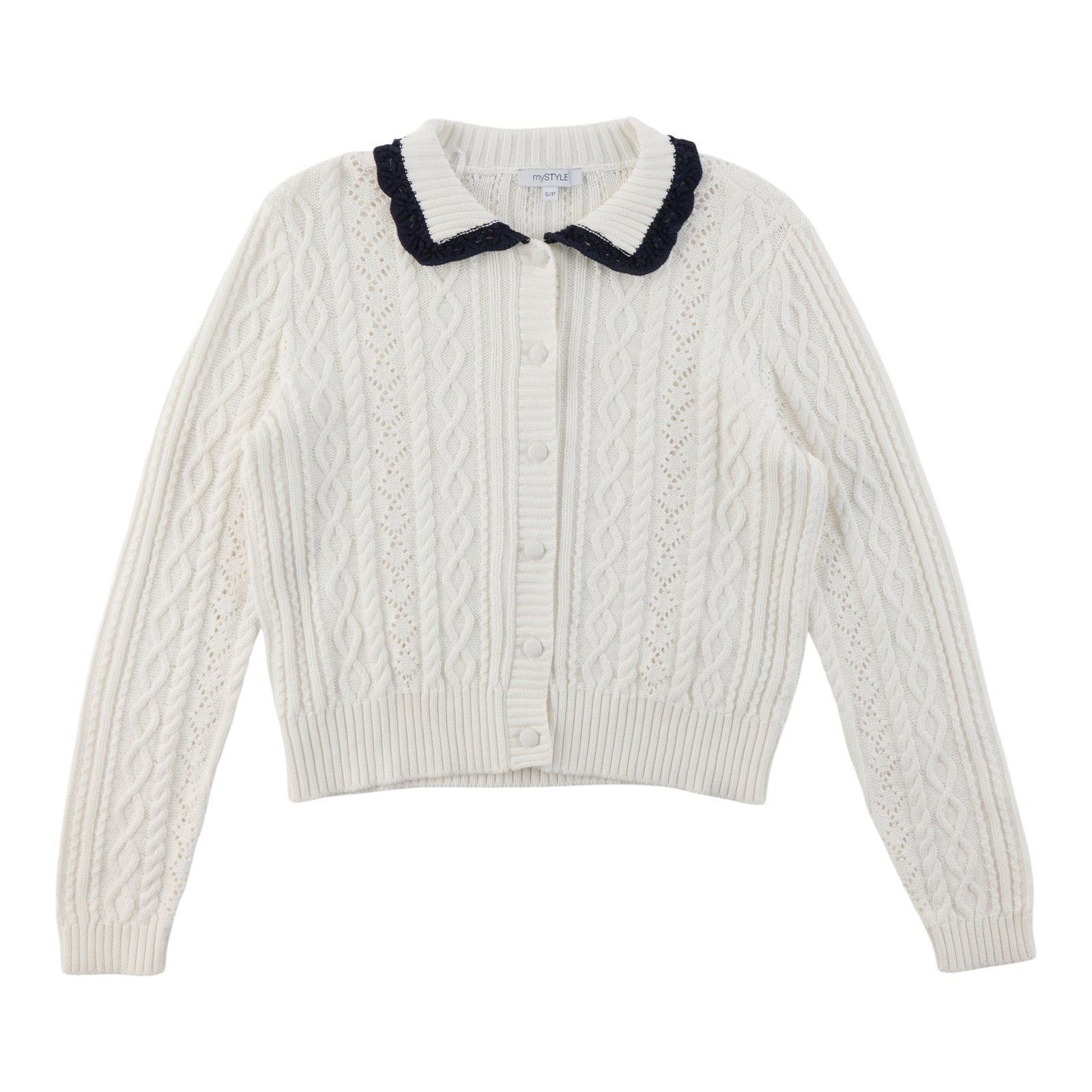 mySTYLE Women's Cardigan with Lace Trim