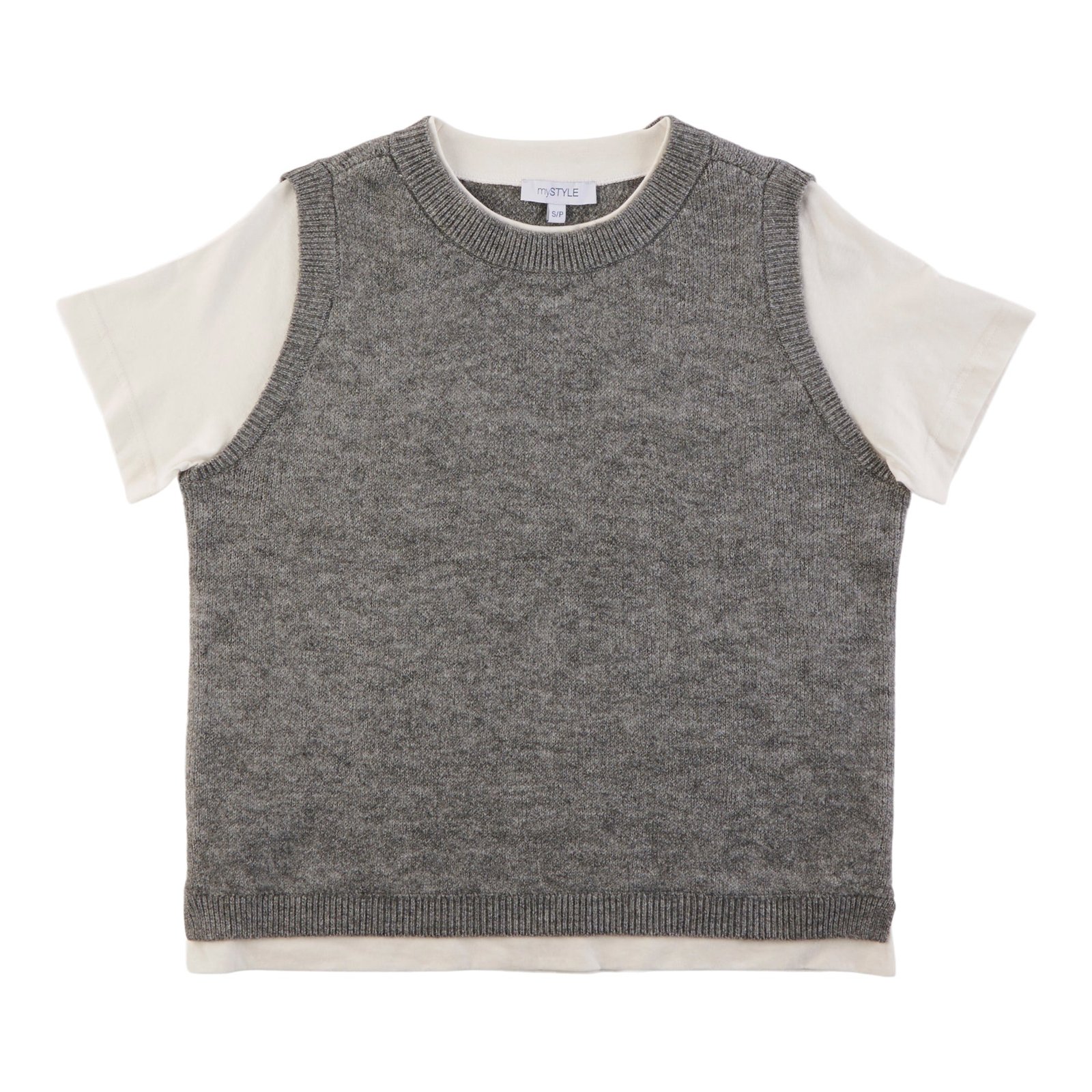 mySTYLE Women's Short Sleeve Two-Fer Sweater