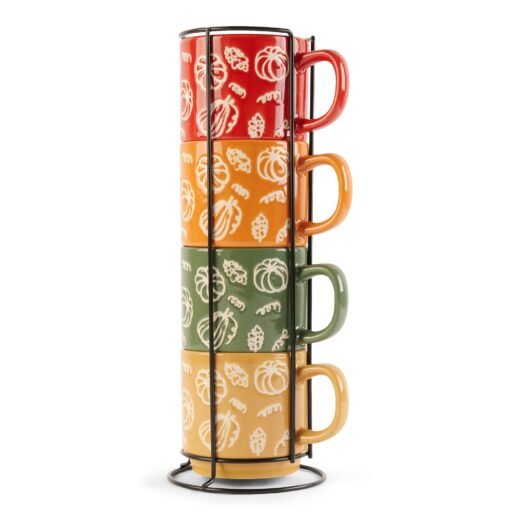 HomeStyles Stacking Pumpkin Mugs, 4 Piece