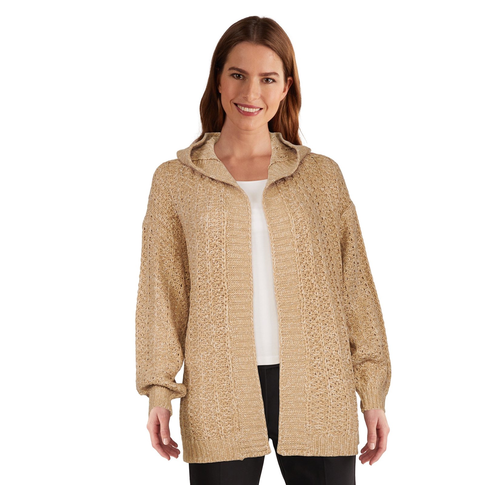 mySTYLE Women's Solid Hooded Cardigan