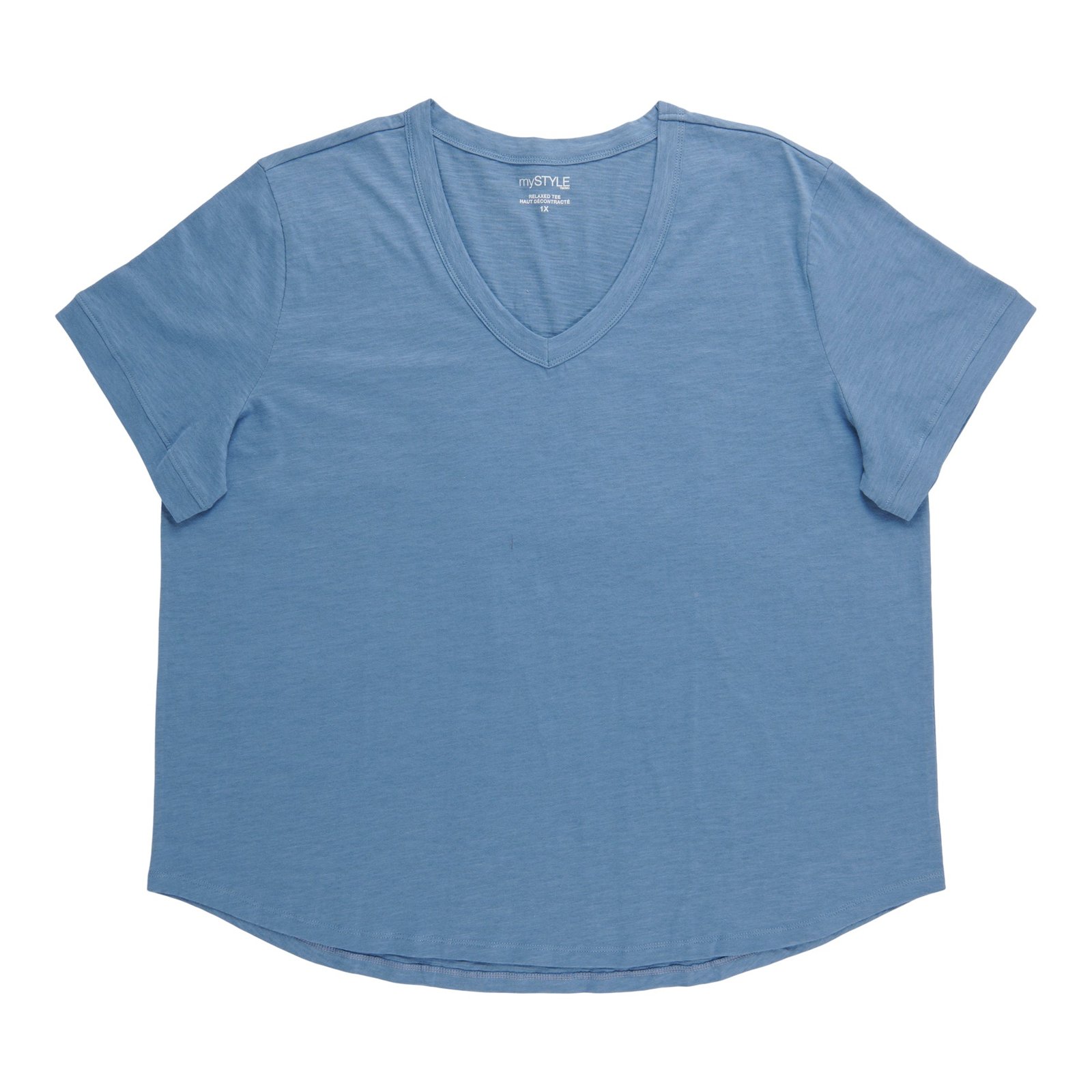 mySTYLE Women's Plus V-Neck Short Sleeve Tee