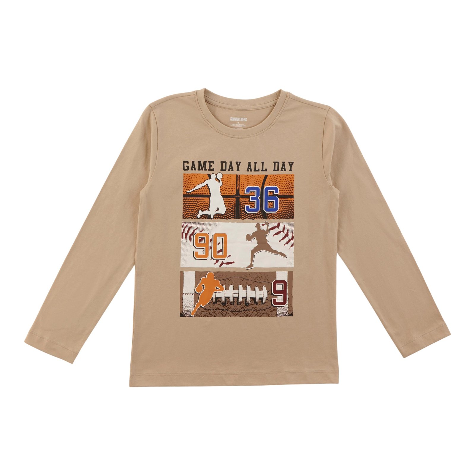 SURVIVAL GEAR Boys' Varsity Screen Print Long Sleeve T-Shirt