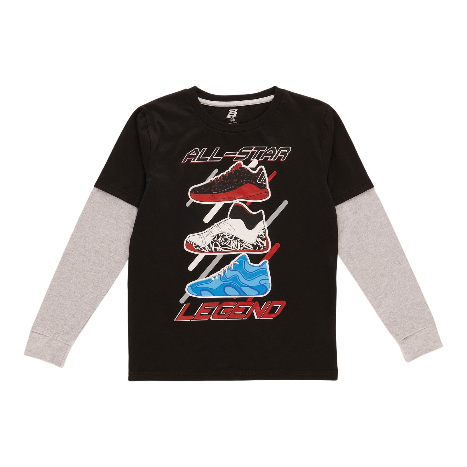 Boys' Printed Long Sleeve Fooler Top