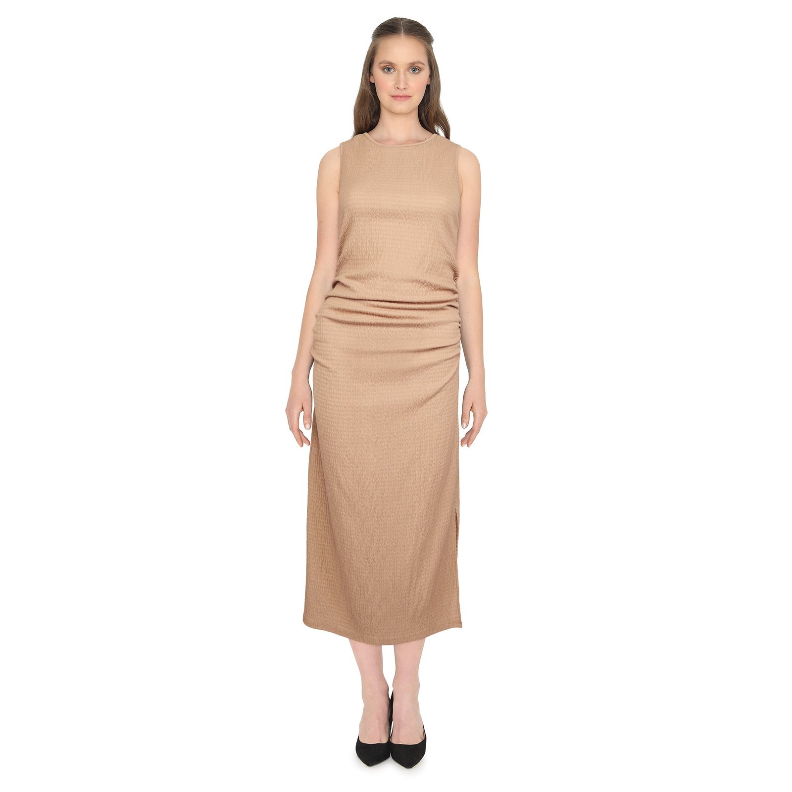 lily morgan Women's Knit Ruched Midi Dress