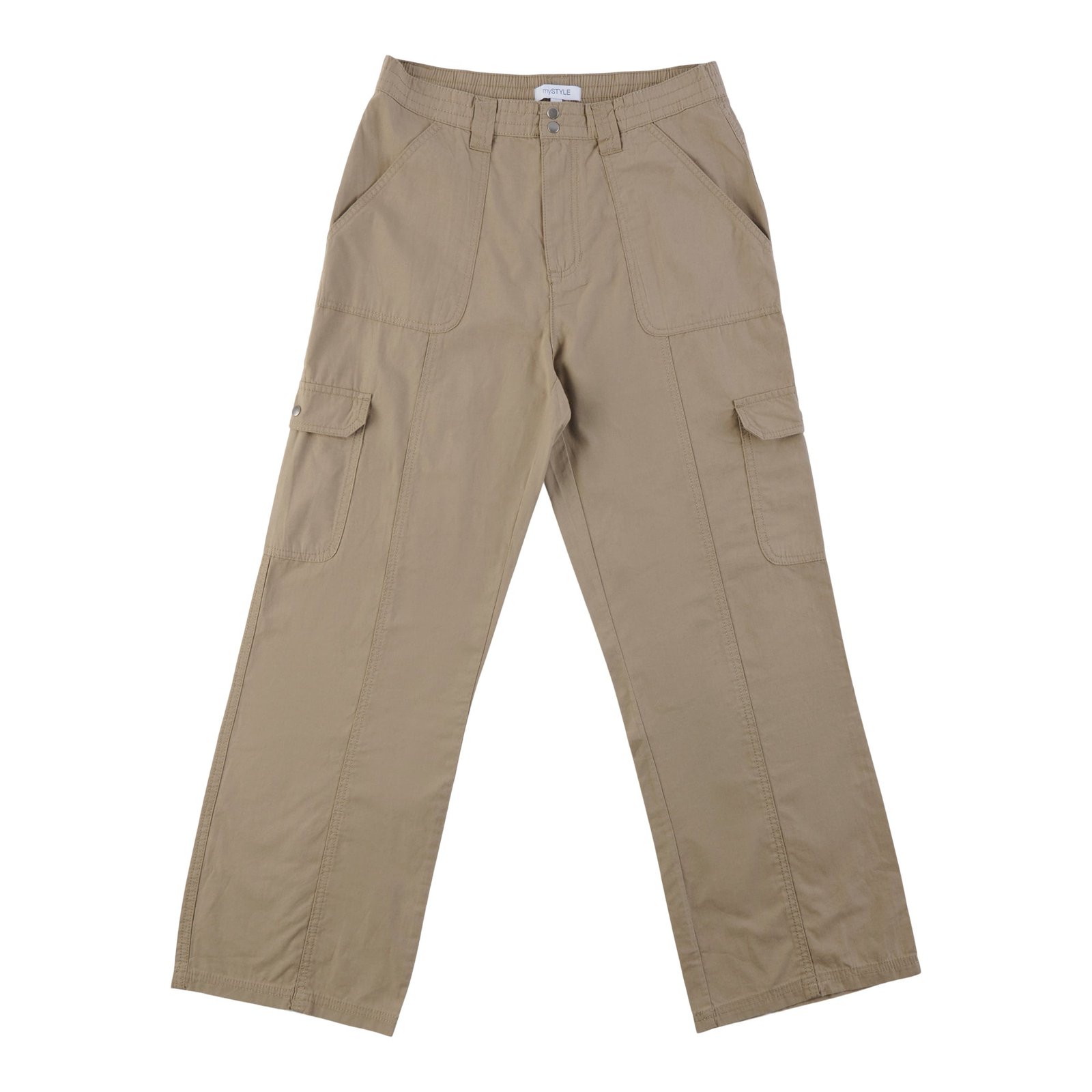 mySTYLE Women's Wide-Leg Poplin Cargo Pants