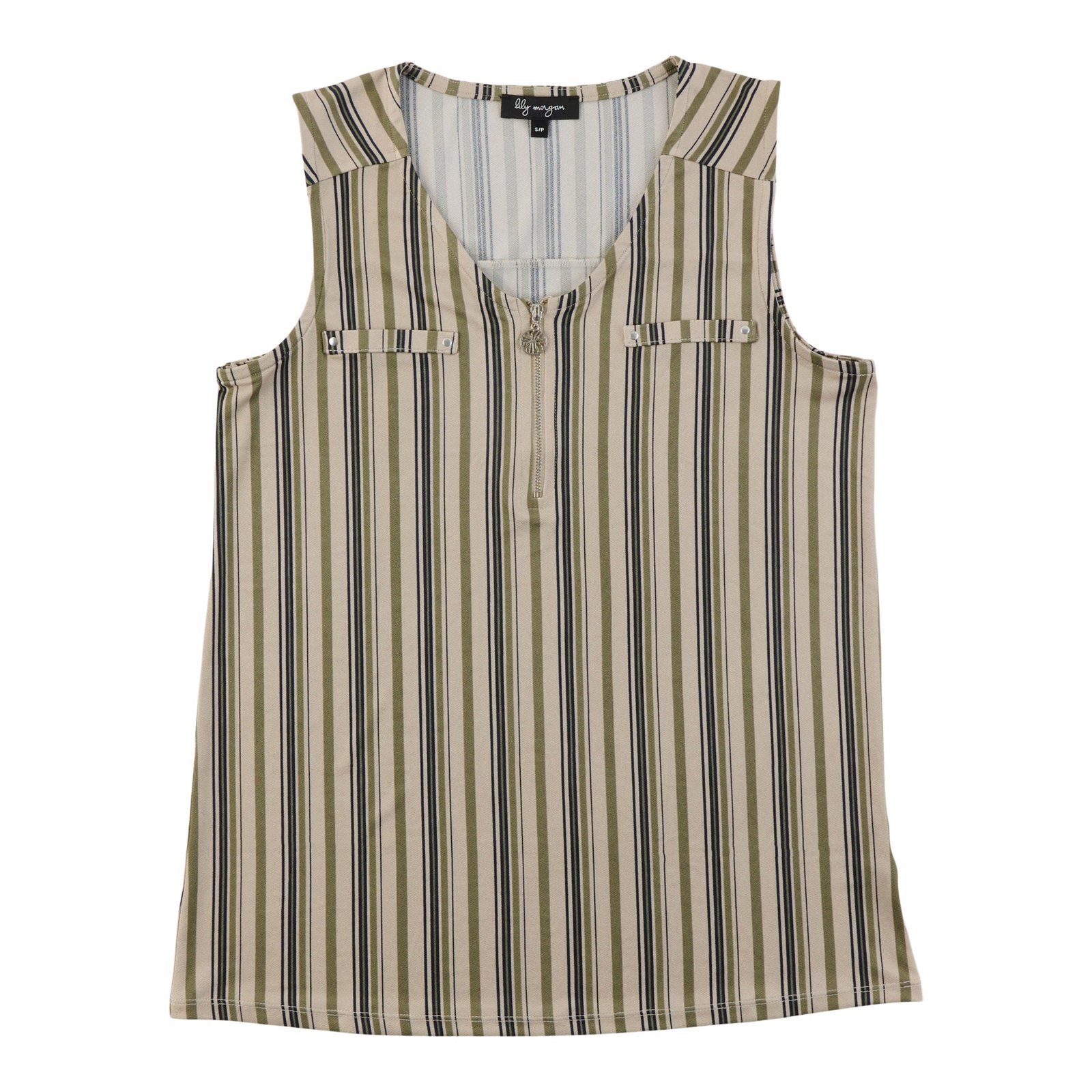 lily morgan Women's Printed Front Zipper Tank Top