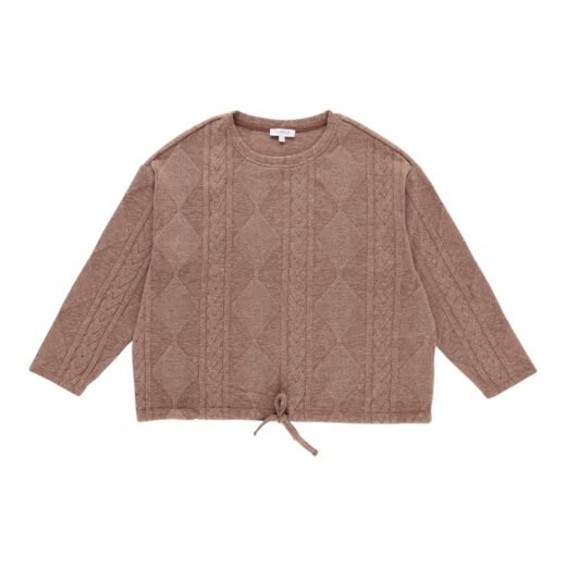 mySTYLE Women's Plus Cable Knit Top with Drawstring