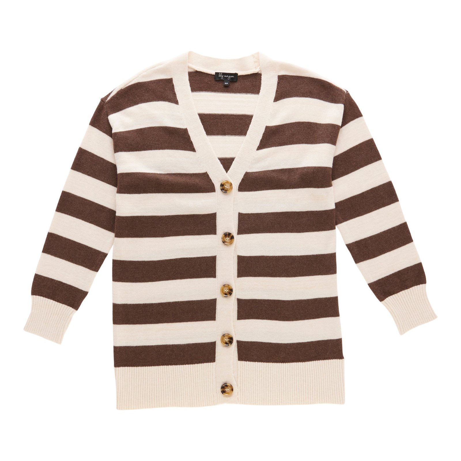 lily morgan Women’s Striped Button-Front Cardigan