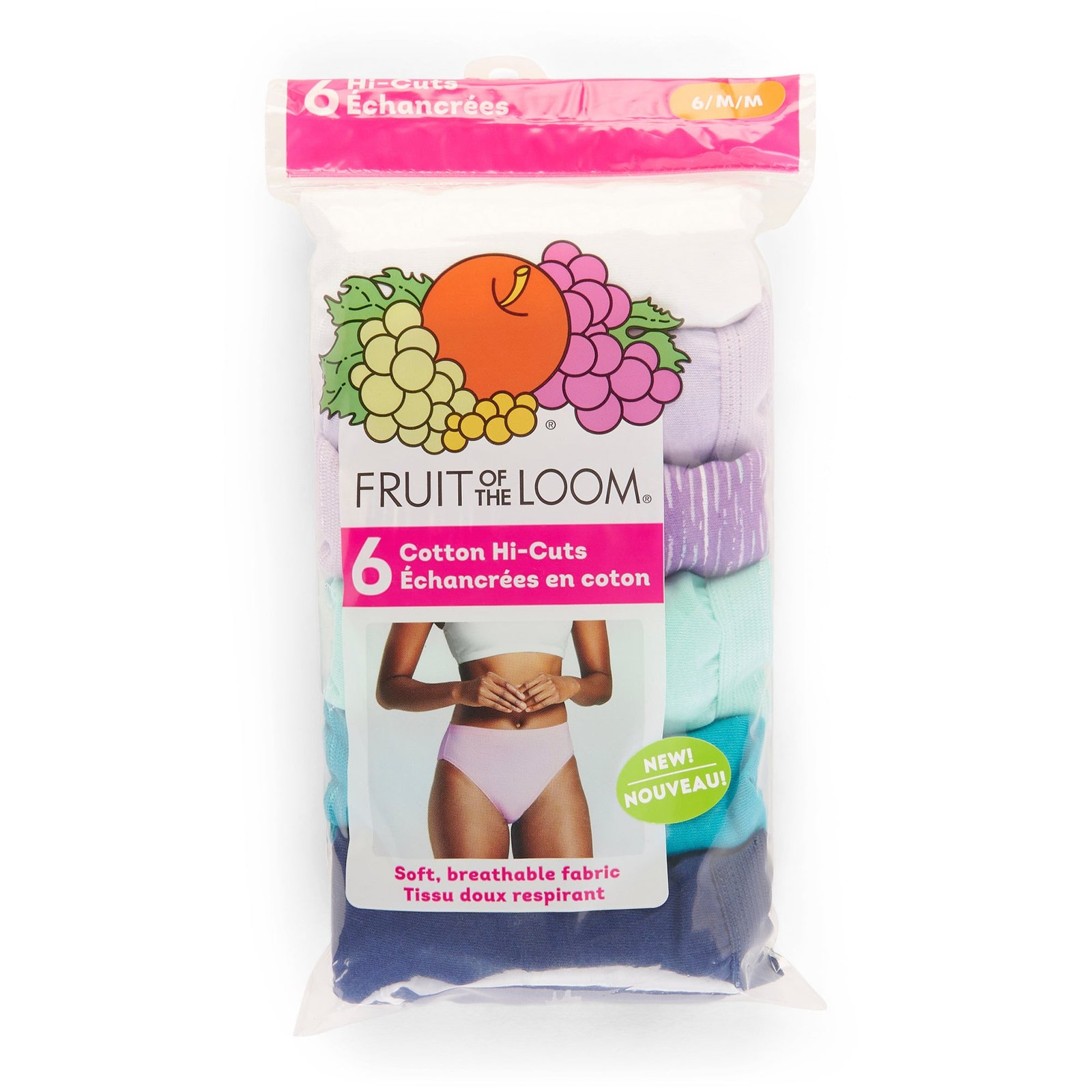 Fruit of the Loom Women's Hi-Cut Cotton Briefs, 6-Pack