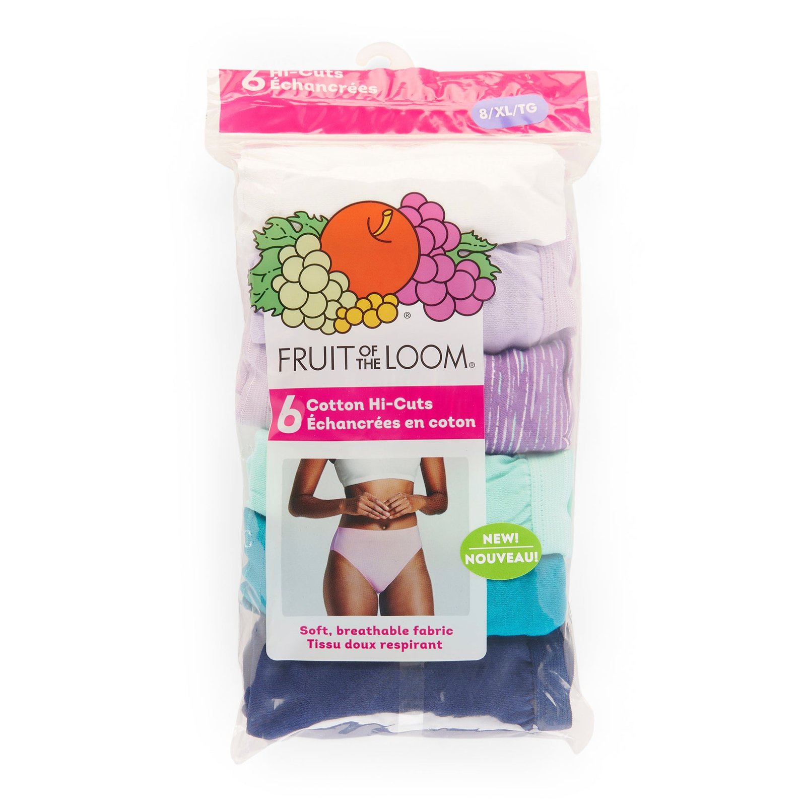 Fruit of the Loom Women's Hi-Cut Cotton Briefs, 6-Pack