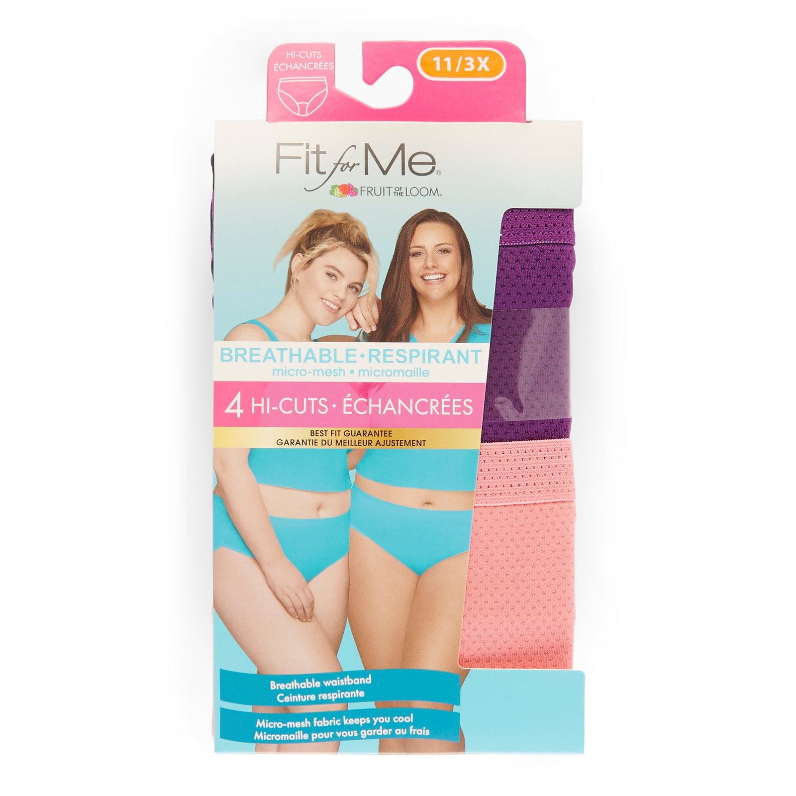 Fruit of the Loom Women's Fit for Me Hi-Rise Underwear, 4-Pack