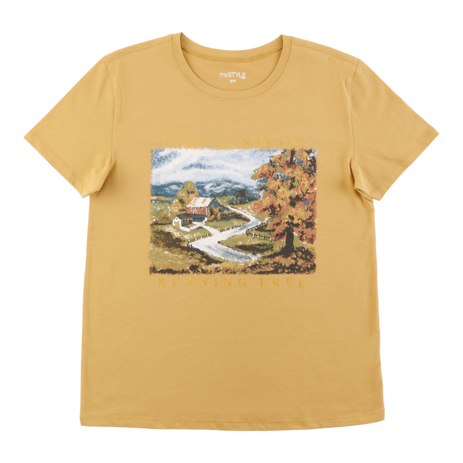 mySTYLE Women's Scooped Neck Foil Tee
