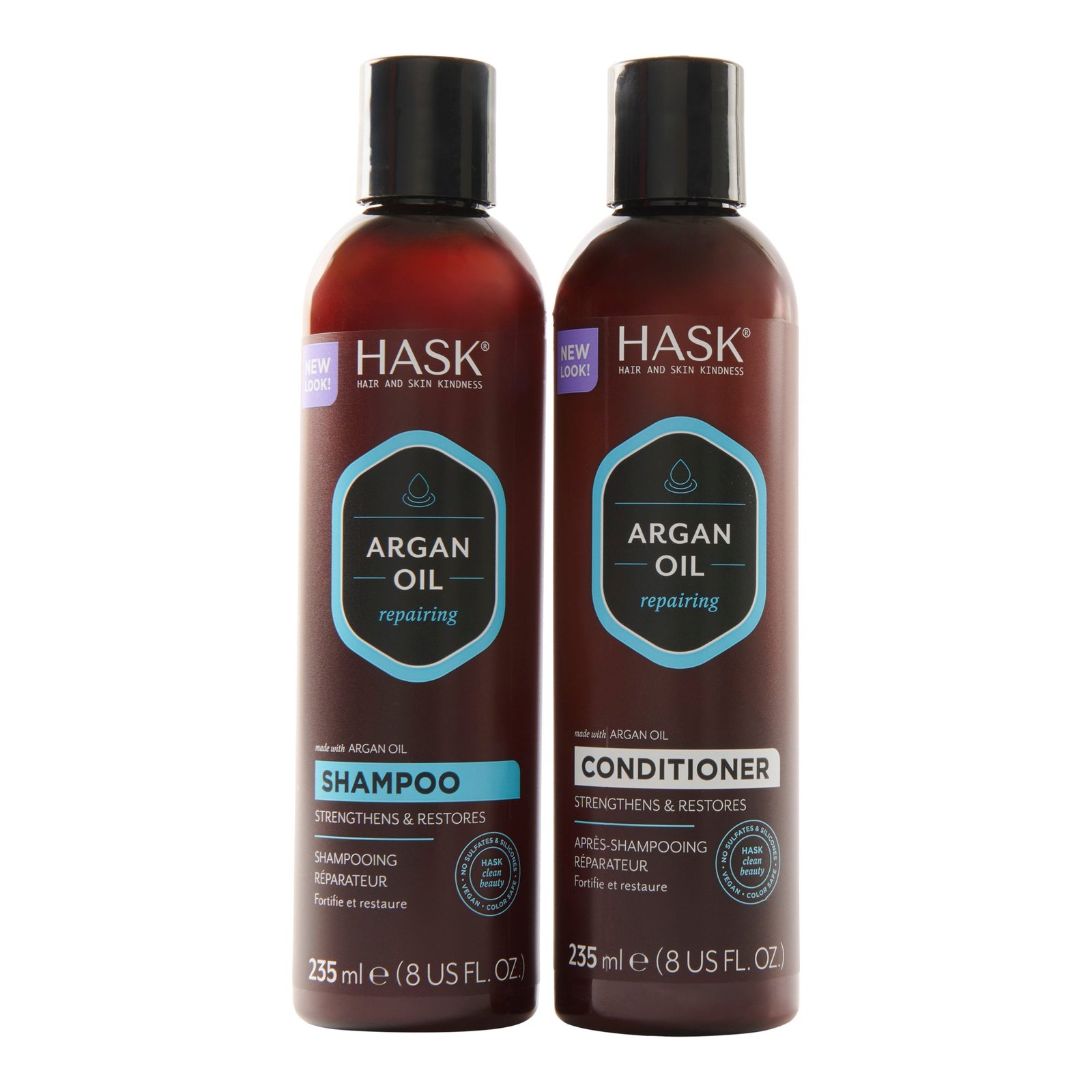 Hask Repairing Shampoo & Conditioner with Argan Oil, 235 ml, 2-Pack