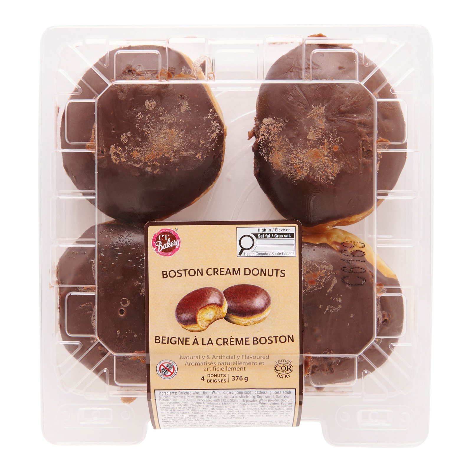 CT Bakery Chocolate Boston Cream Donuts, 376 g, 4-Pack