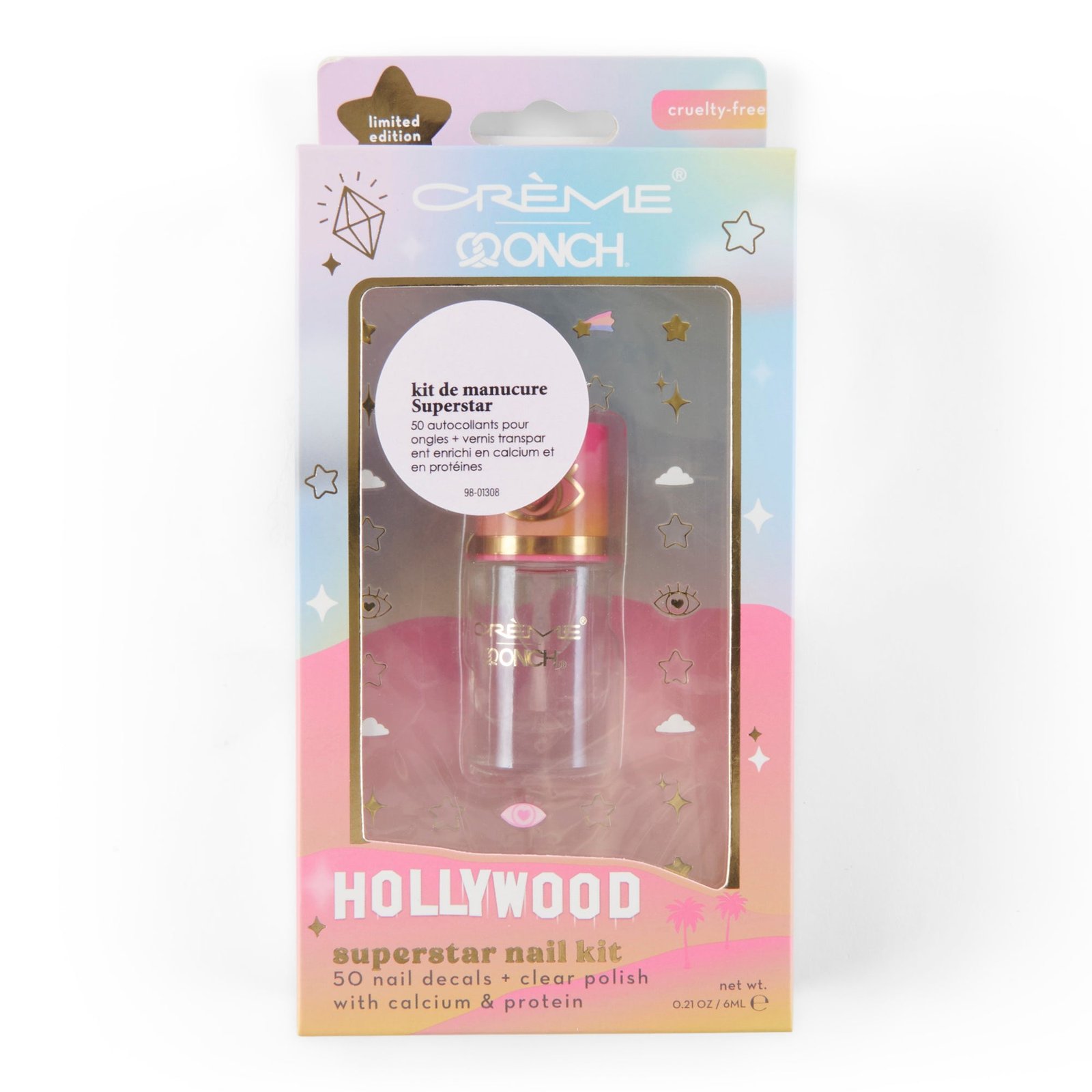 The Crème Shop Hollywood Nail Decals + Clear Polish, 50-Piece