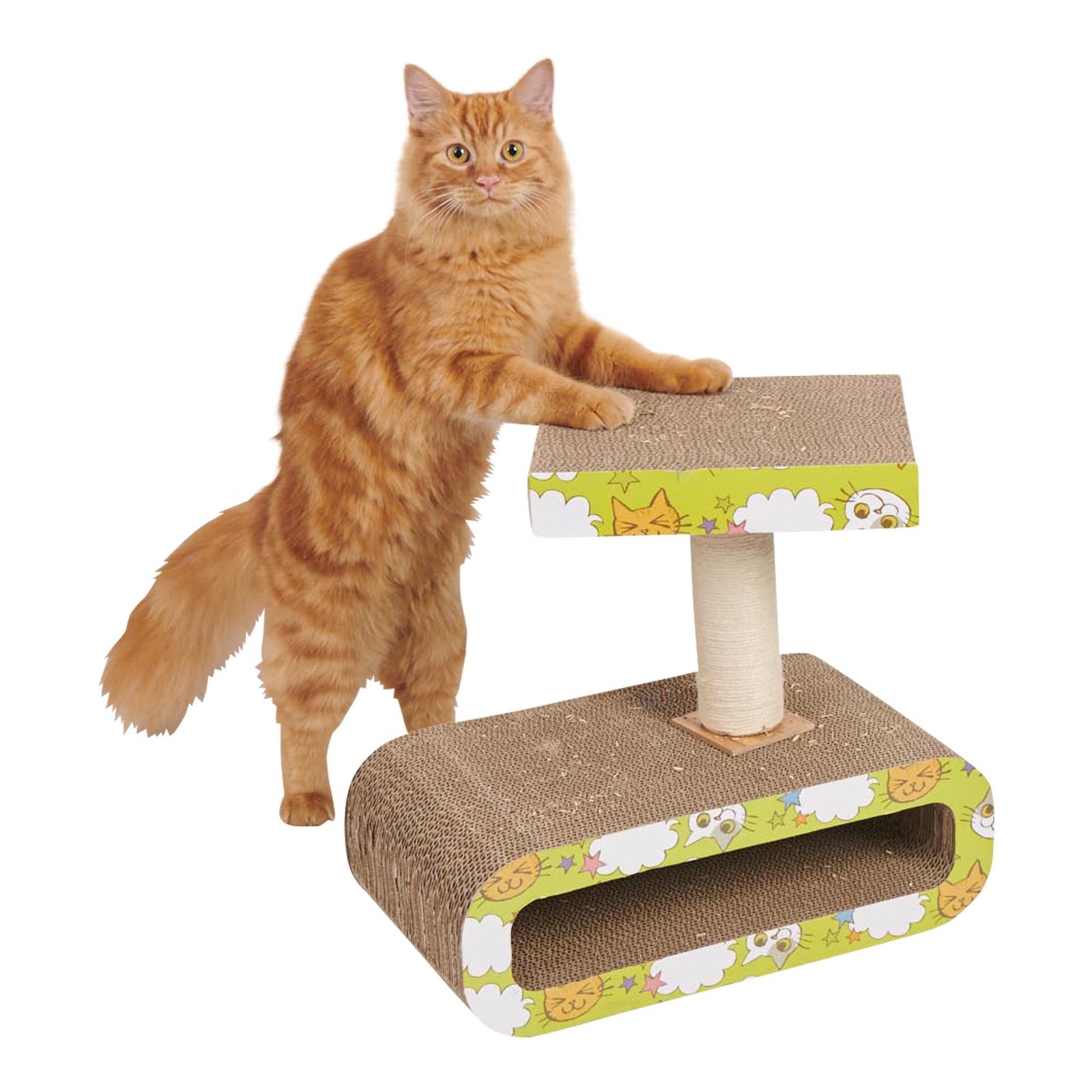 2-in-1 Corrugated Cat Scratch Post, 15.7-in, Brown