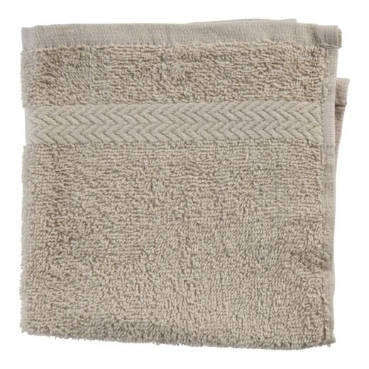 Regal Cotton Face Cloth with Chevron Stripe Trim, Linen, 13-in.